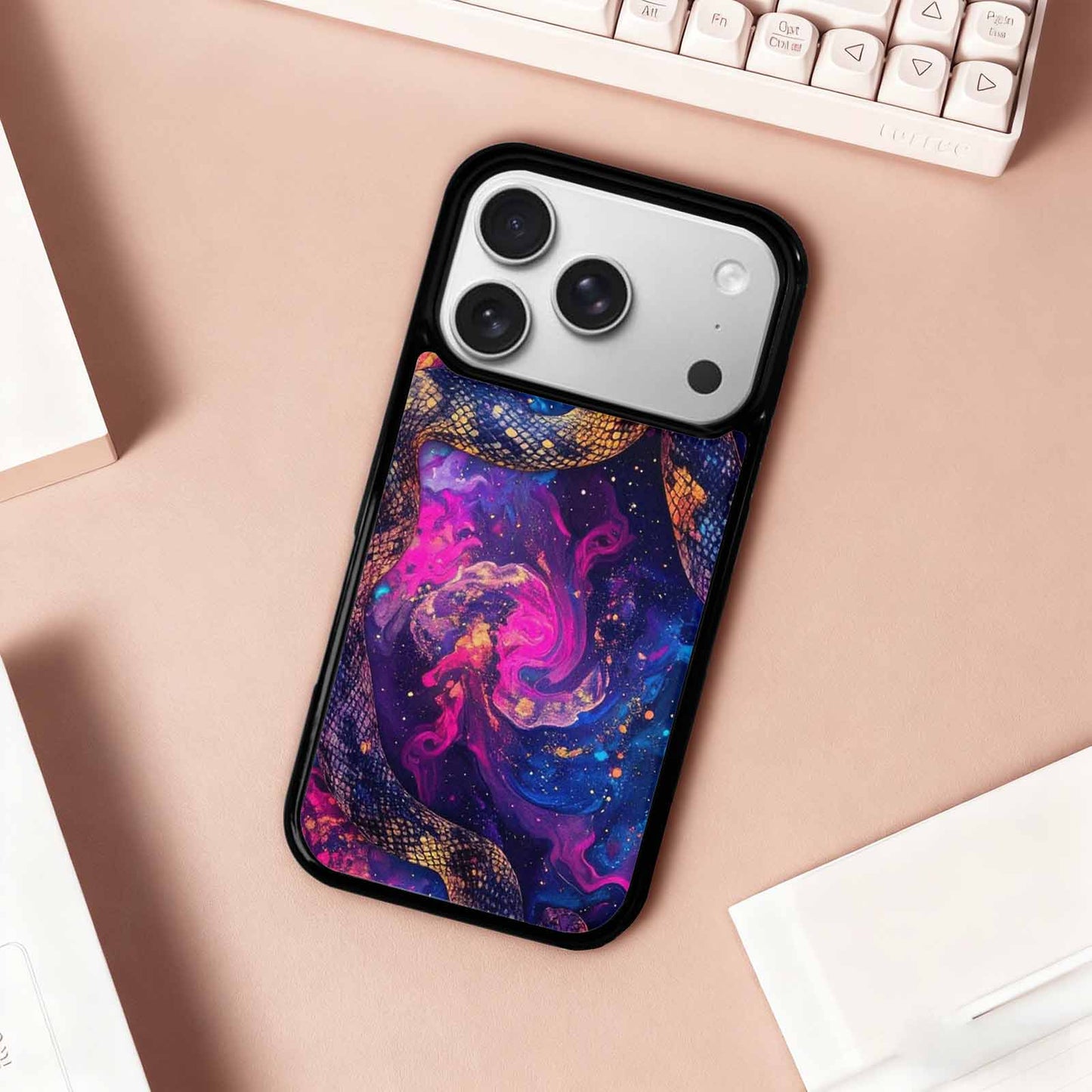iPhone 17 Pro Case — Snake Print Galaxy Seamless Pattern Animal, Customized Protective Case