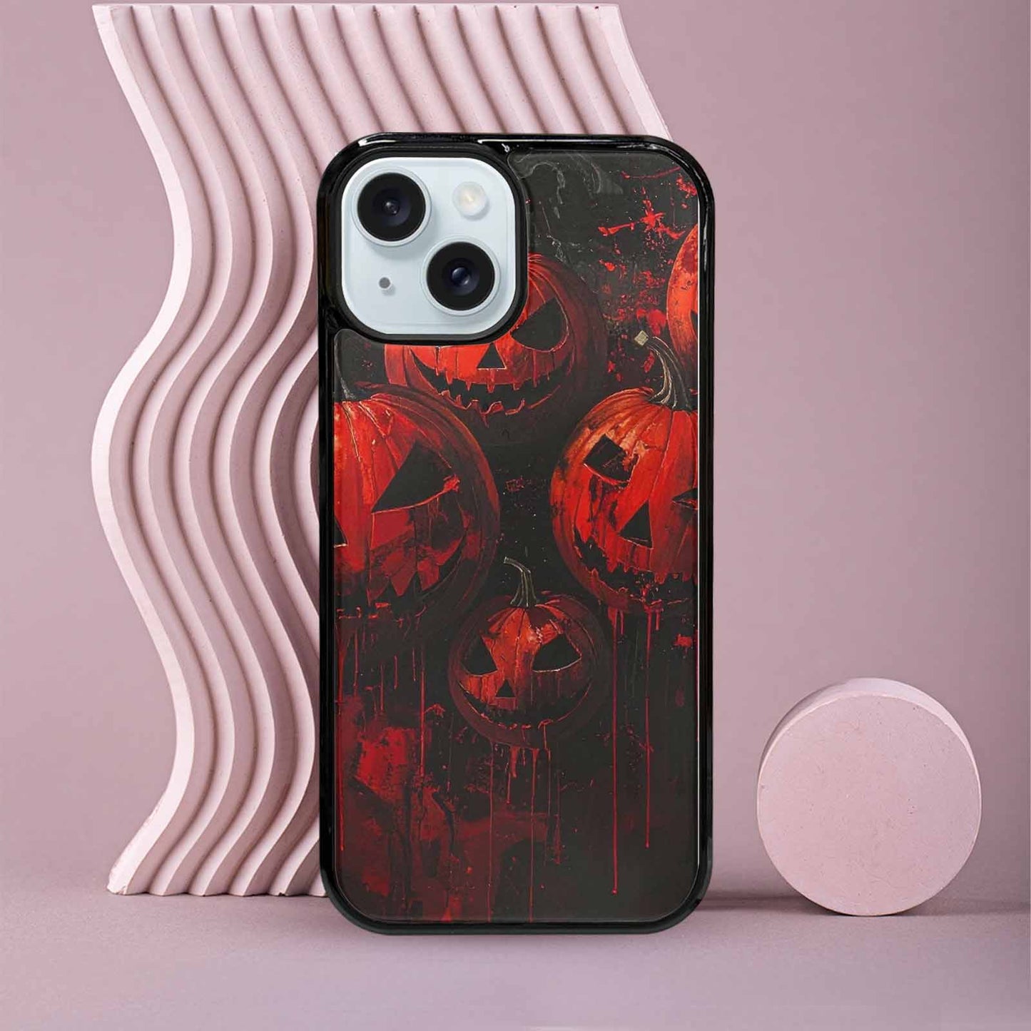 iPhone 15 Case — Bloody Pumpkin Face, Personalized Phone Case