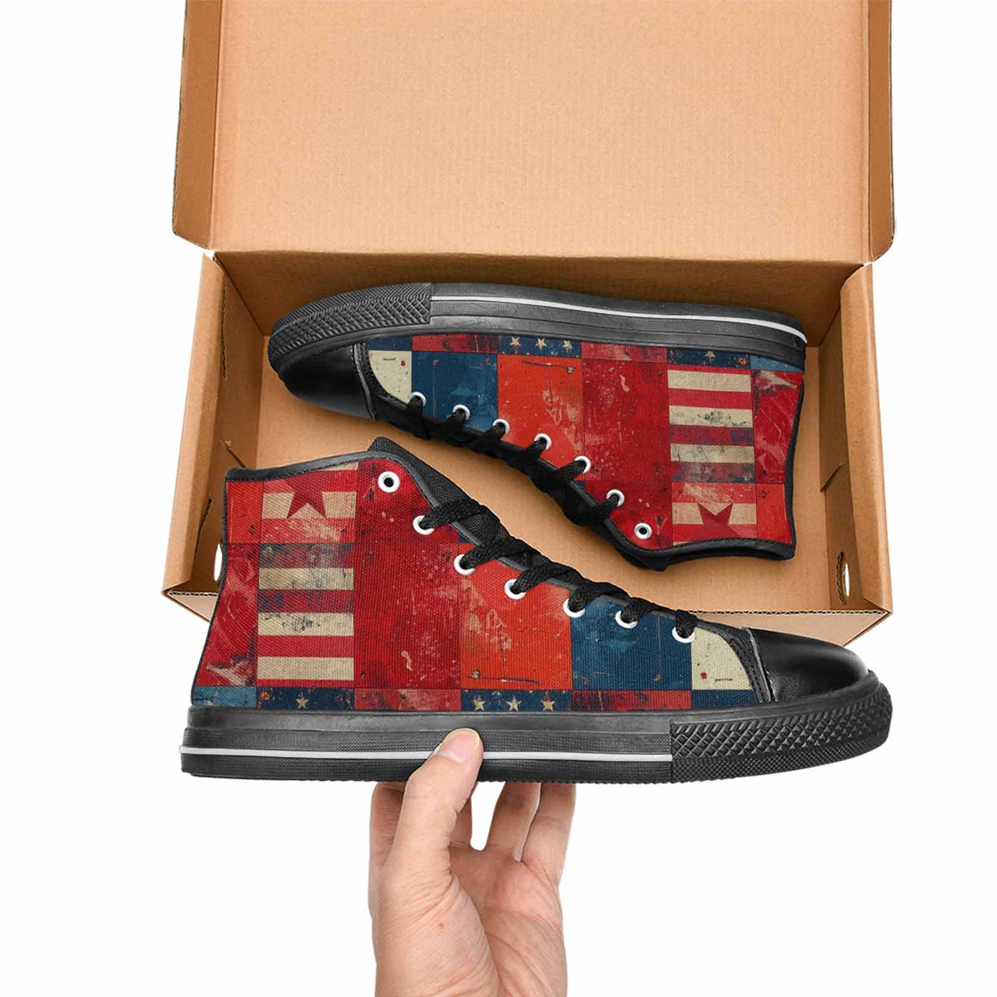 MEN'S American Flag Stars High Top Canvas Aesthetic Custom Shoes