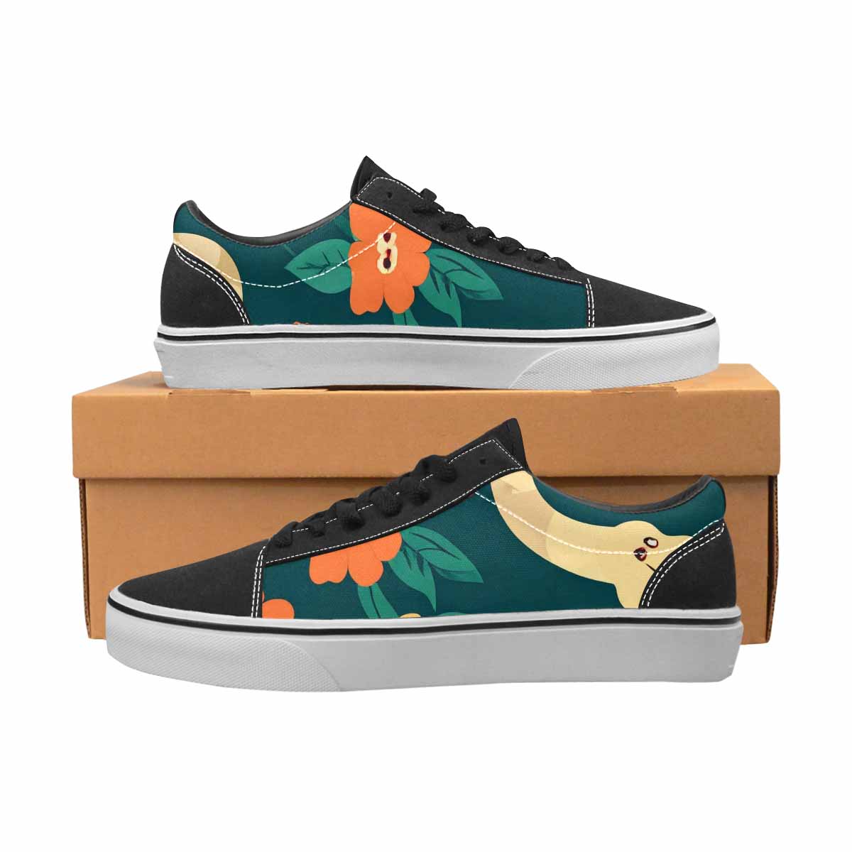 WOMEN'S Floral Snake Print Canvas Lace-Up Grunge Custom Shoes