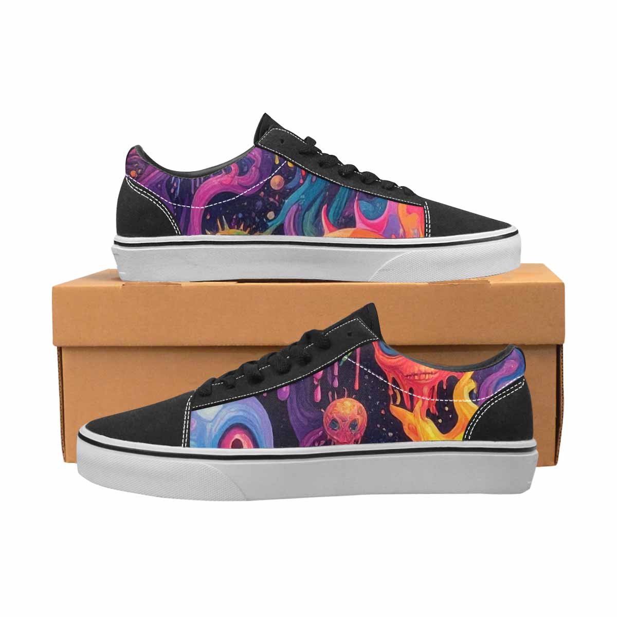 WOMEN'S Aliens Tie Dye Lace-Up Canvas Vivid Custom Sneakers