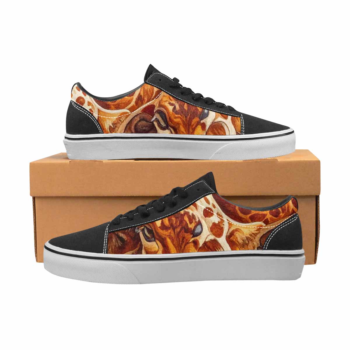 WOMEN'S Cow Animal Print Canvas Lace-Up Dark Academia Custom Sneakers