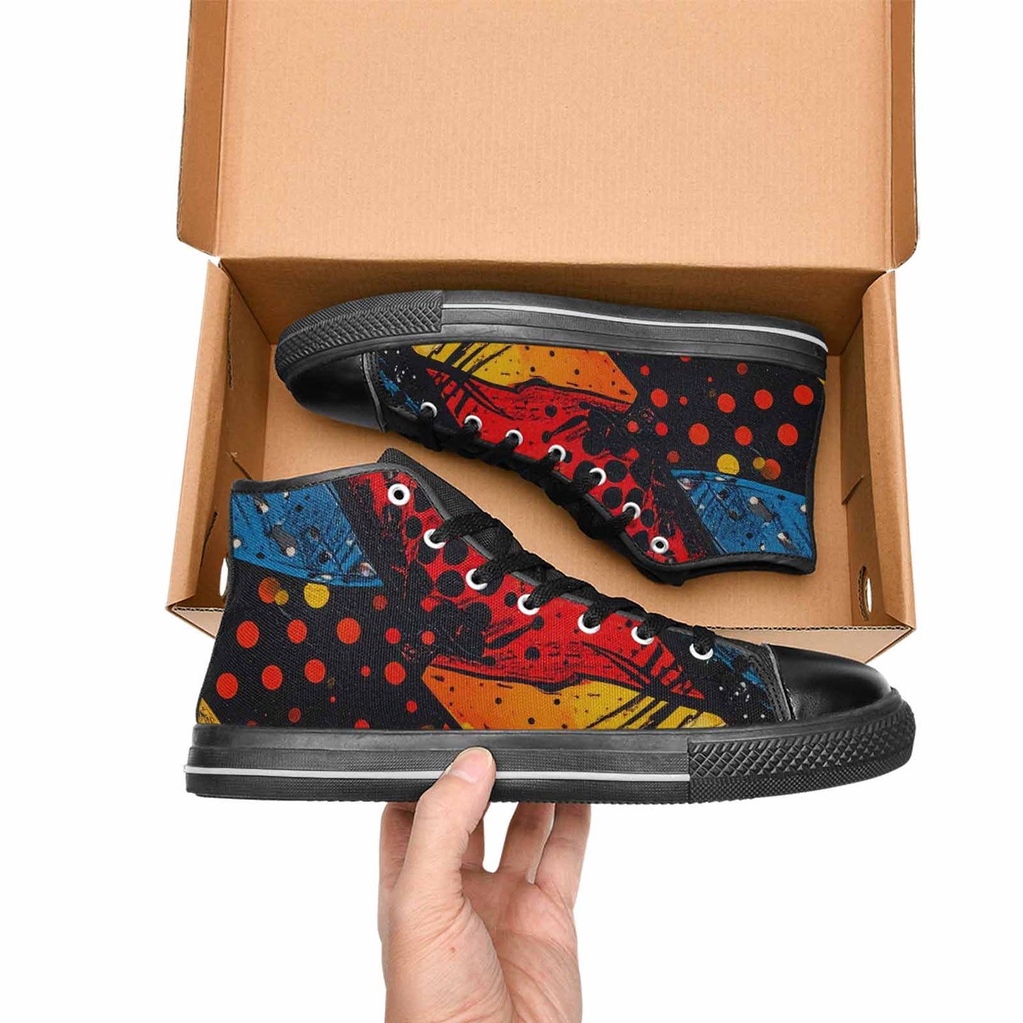 MEN'S Comic Book Halftone High Top Canvas Wallpaper Art Custom Shoes