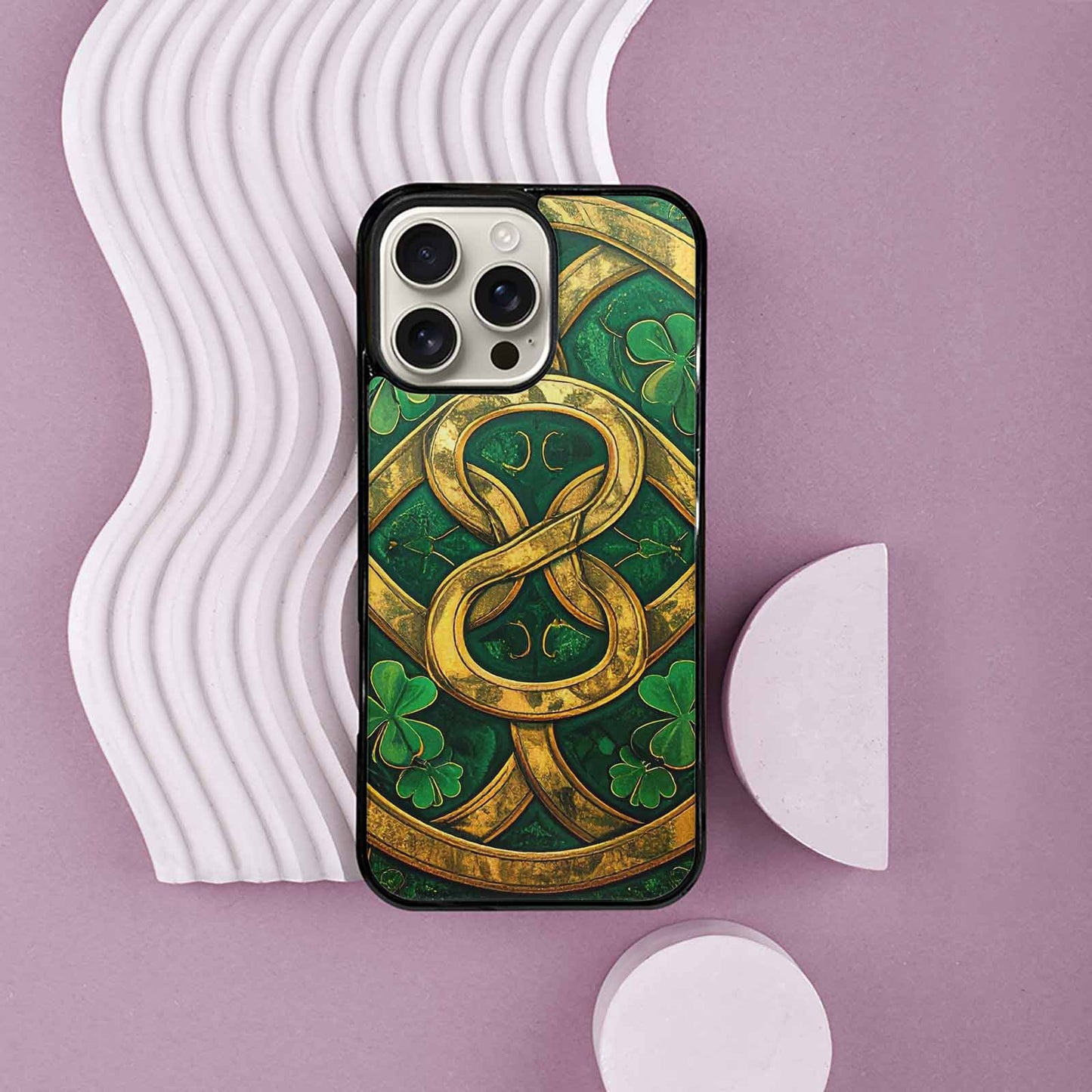 iPhone 16 Pro Max Case — Irish Celtic Knot Pattern Shamrocks Seamless, Original Design Phone Case