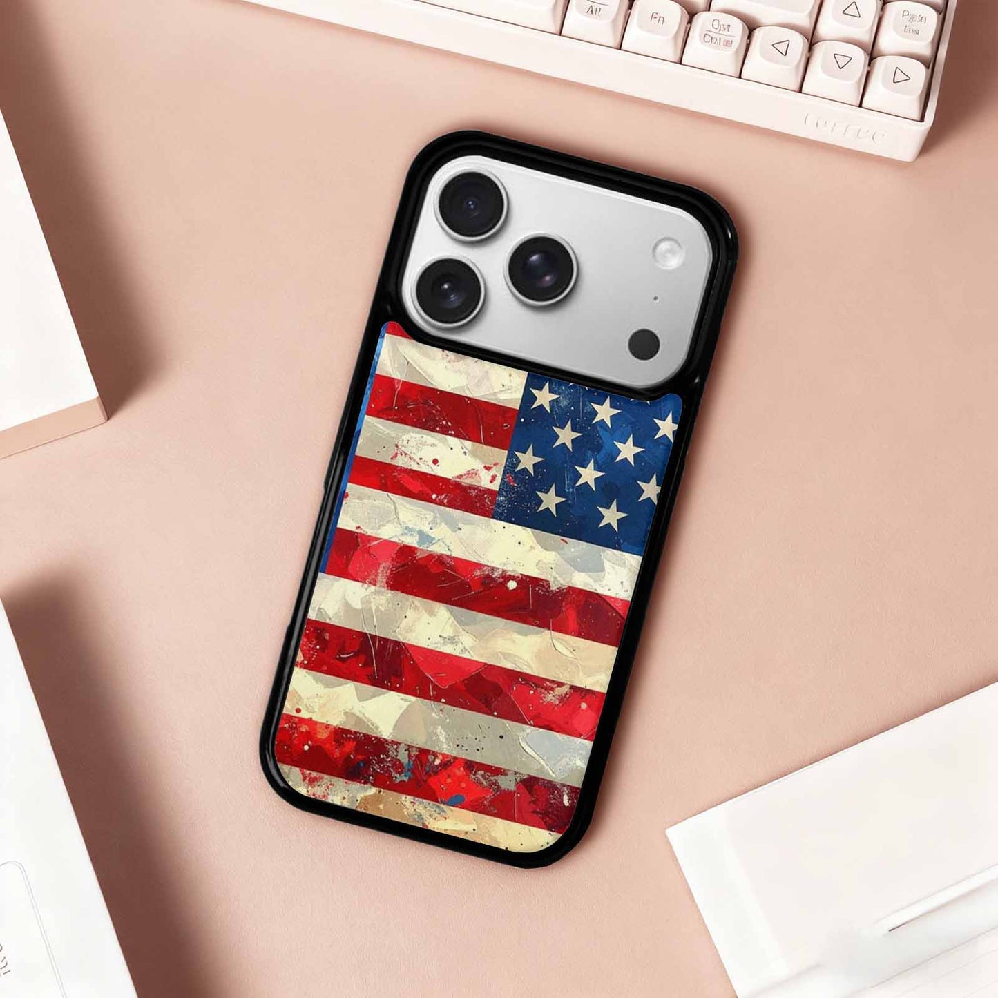 iPhone 17 Pro Case — Small American Flag Stars And Galaxy, Custom Made Phone Cover