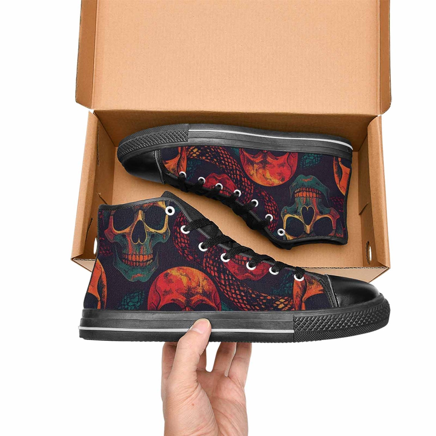 MEN'S Snake Skulls Print High Top Canvas Grunge Shoes
