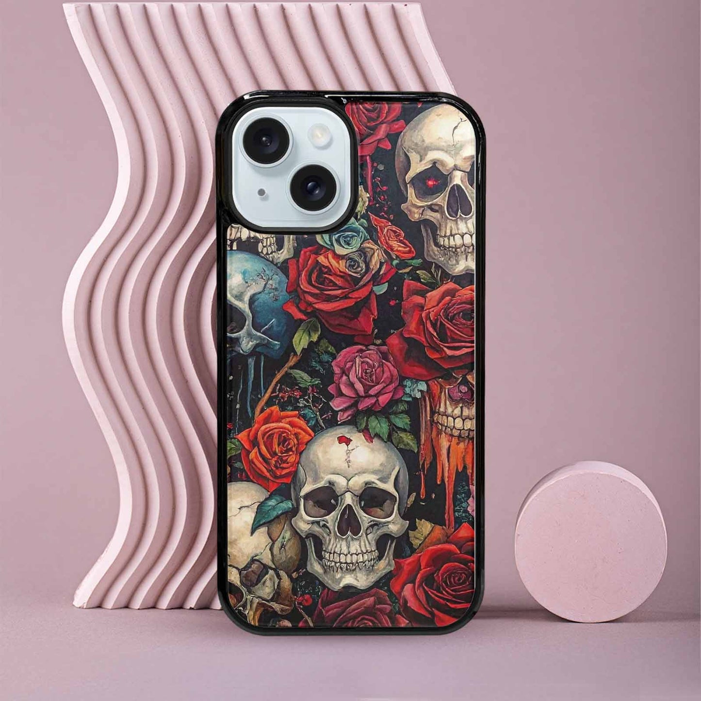 iPhone 15 Case — Skulls And Rosesmelting Skulls A, Custom Printed Phone Case