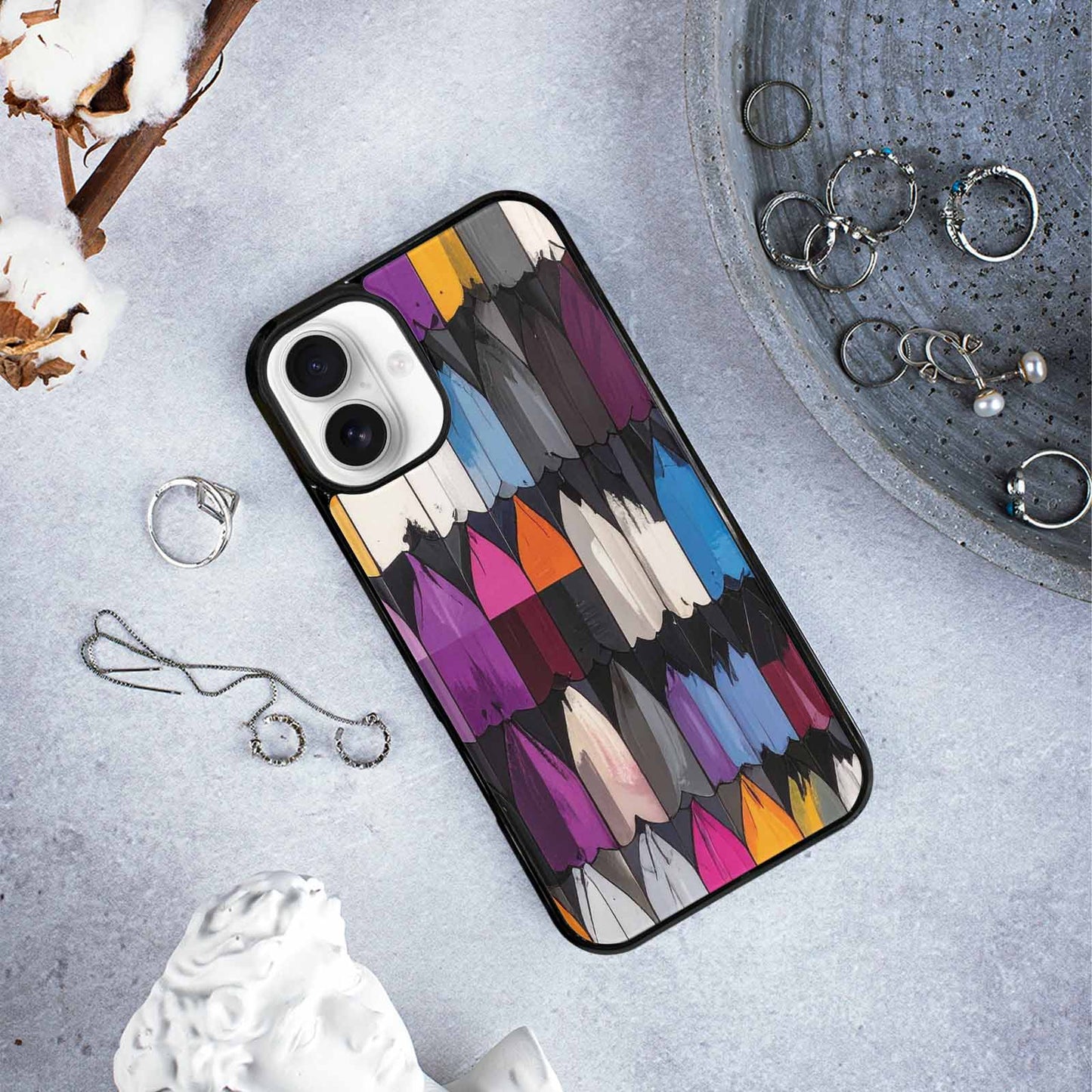 iPhone 16 Plus Case — Asexual Flag Color Theme Small Rainbow, Custom Print Case Cover