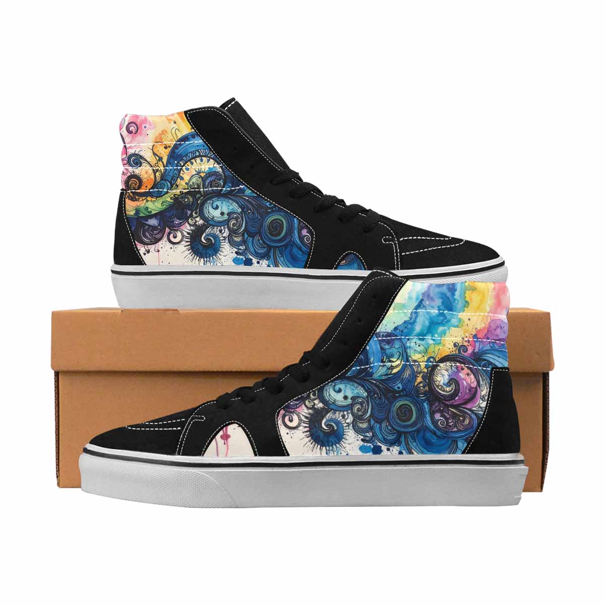 Tie Dye Blue Ink Customized Sneakers | Men's | Freaky Shoes®
