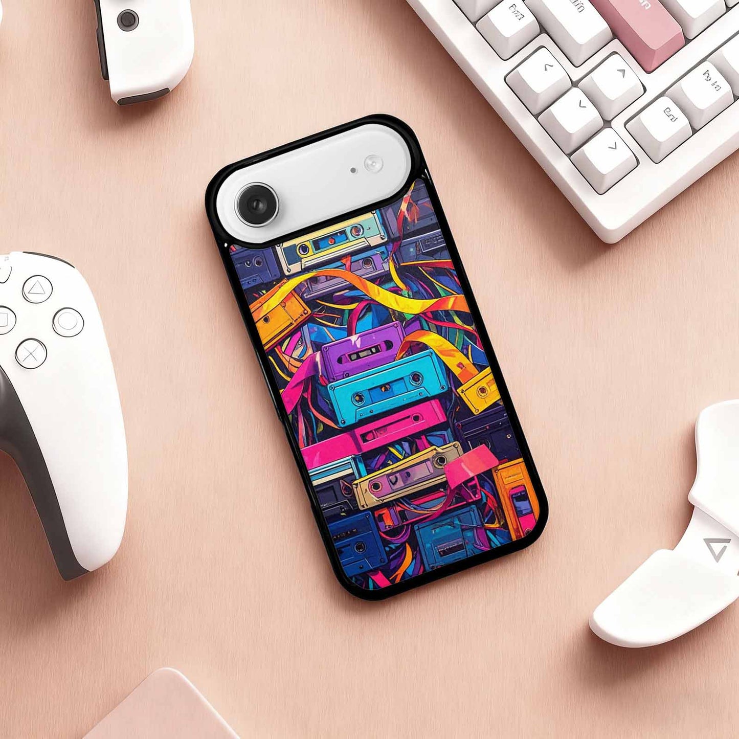 iPhone 17 Air Case — Retro Cassette Tape Pattern Hundreds Retro, Custom Printed Phone Case