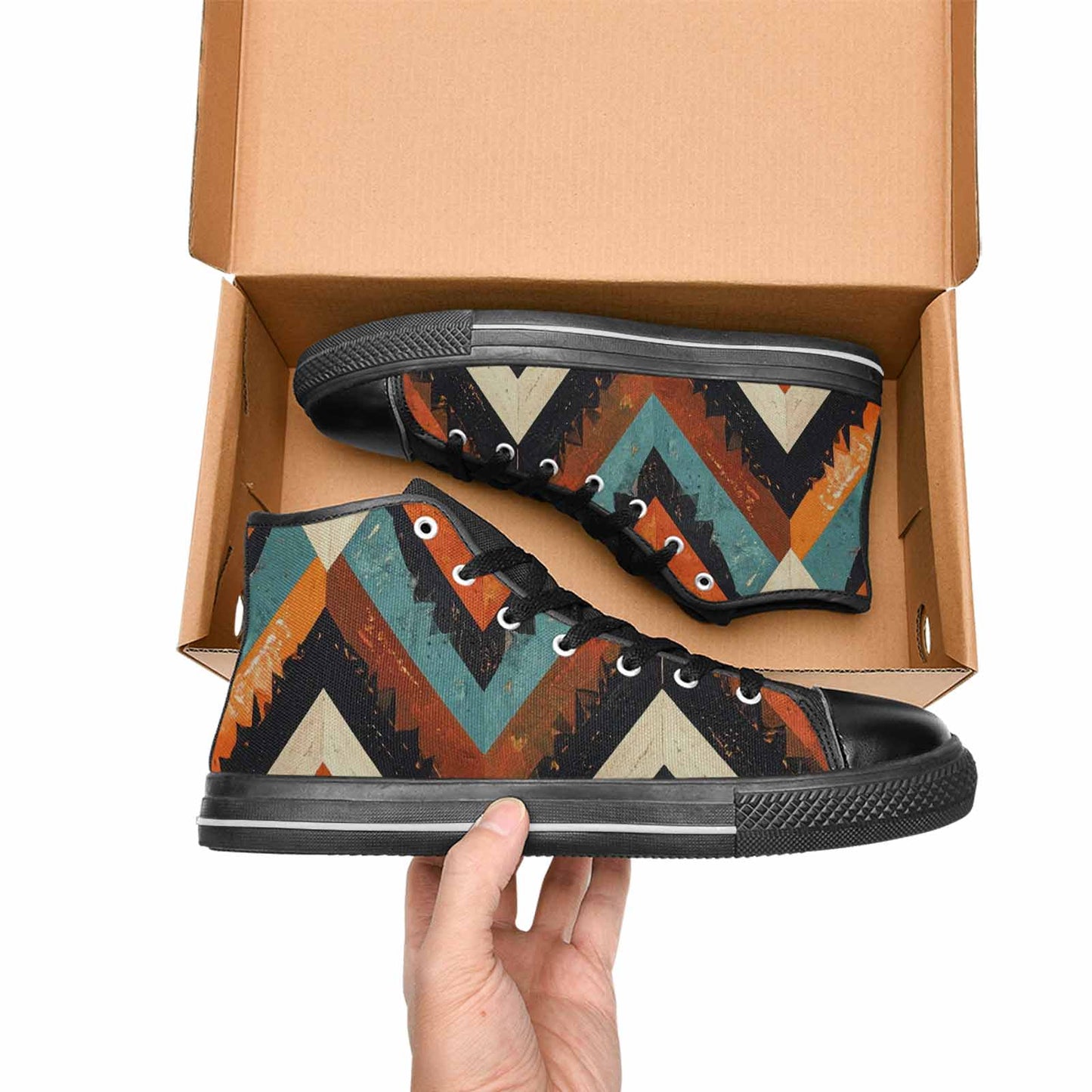 MEN'S Southwestern Geometric Diamond High Top Canvas Aesthetic Custom Sneakers