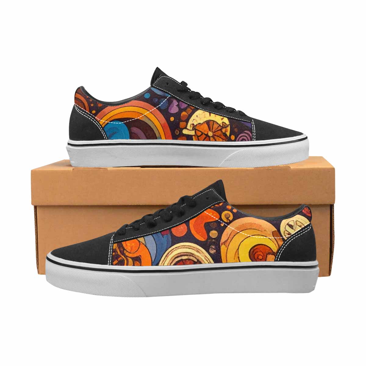 MEN'S Groovy 70S Peace Canvas Lace-Up Vibrant Chaos Custom Shoes