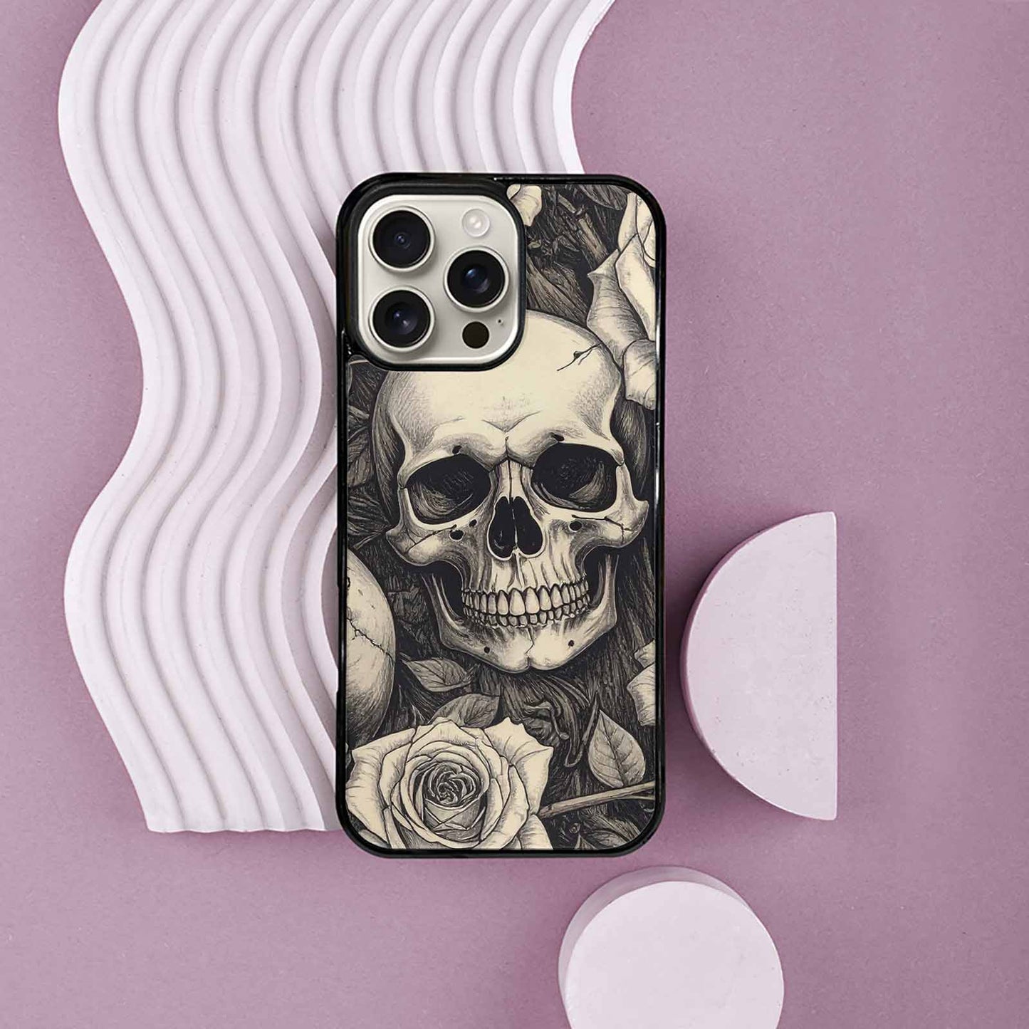 iPhone 16 Pro Max Case — 20 Skulls Overlapping Seamless Tileable Pattern, Custom Printed Phone Case