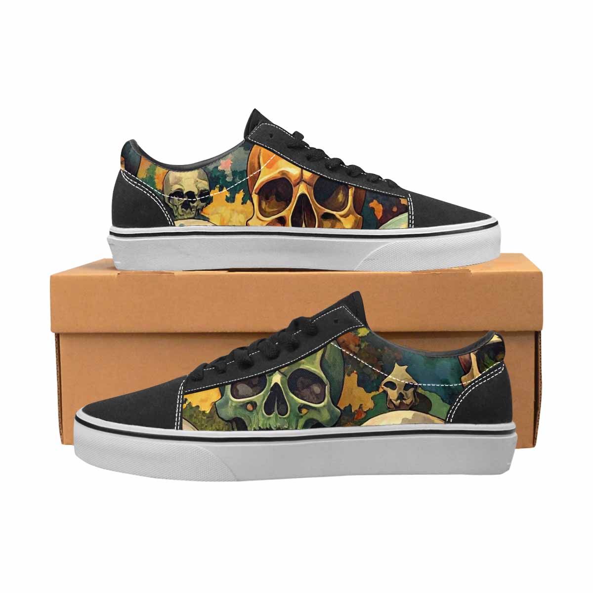 WOMEN'S Skulls Camo Skulls Lace-Up Canvas Surreal Shoes