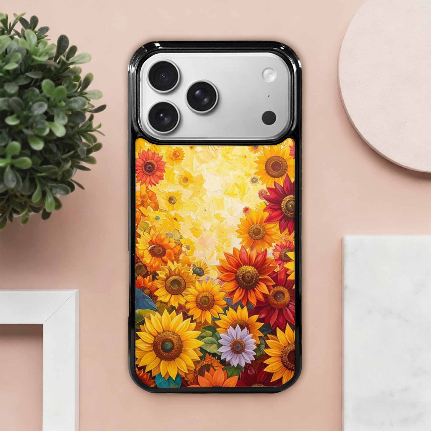 iPhone 17 Pro Max Case — Full Color Vibrant Sunflower Floral, Custom Printed Phone Case