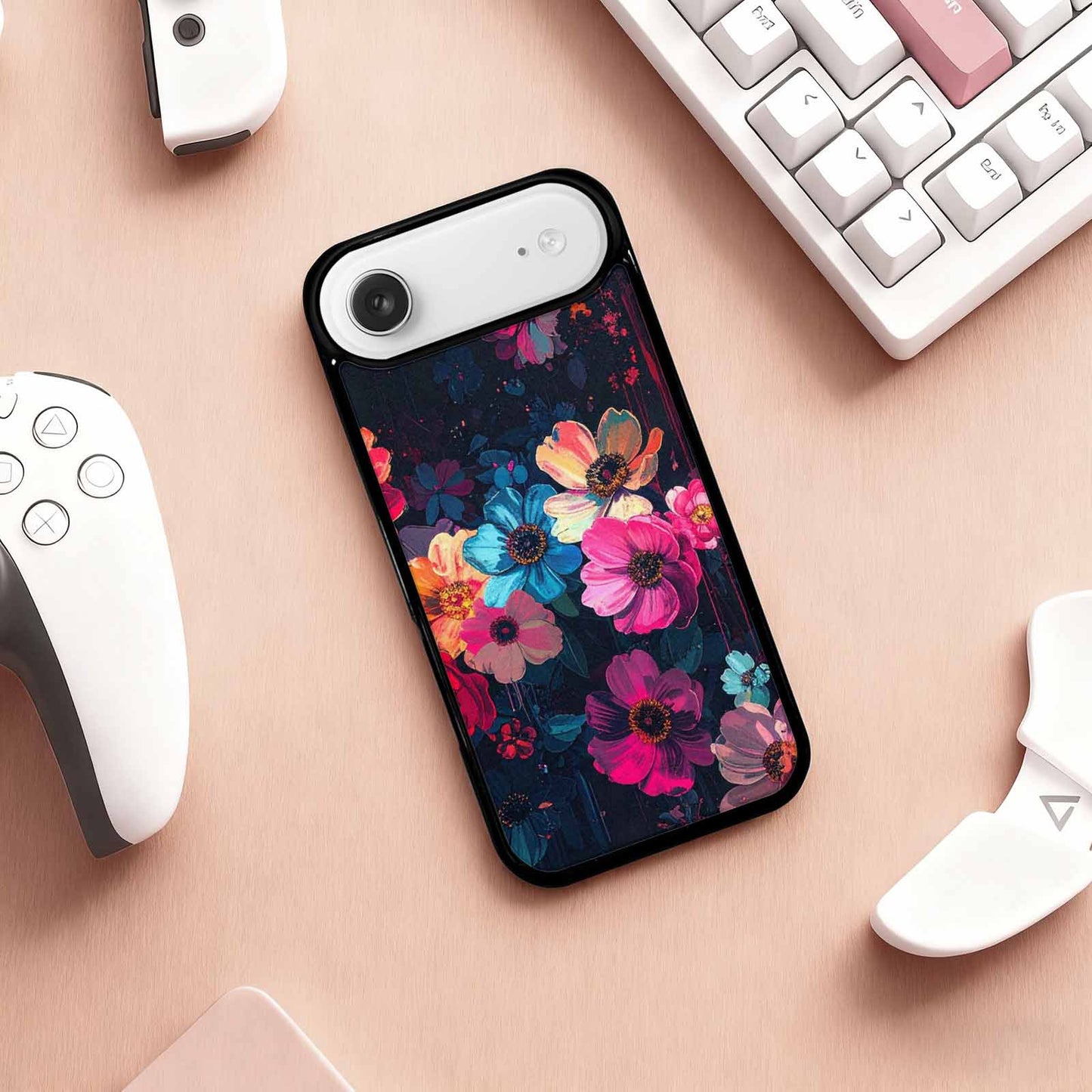 iPhone 17 Air Case — Shadowy Glitch Floral Pattern Hundreds Floral, Personalized Phone Case
