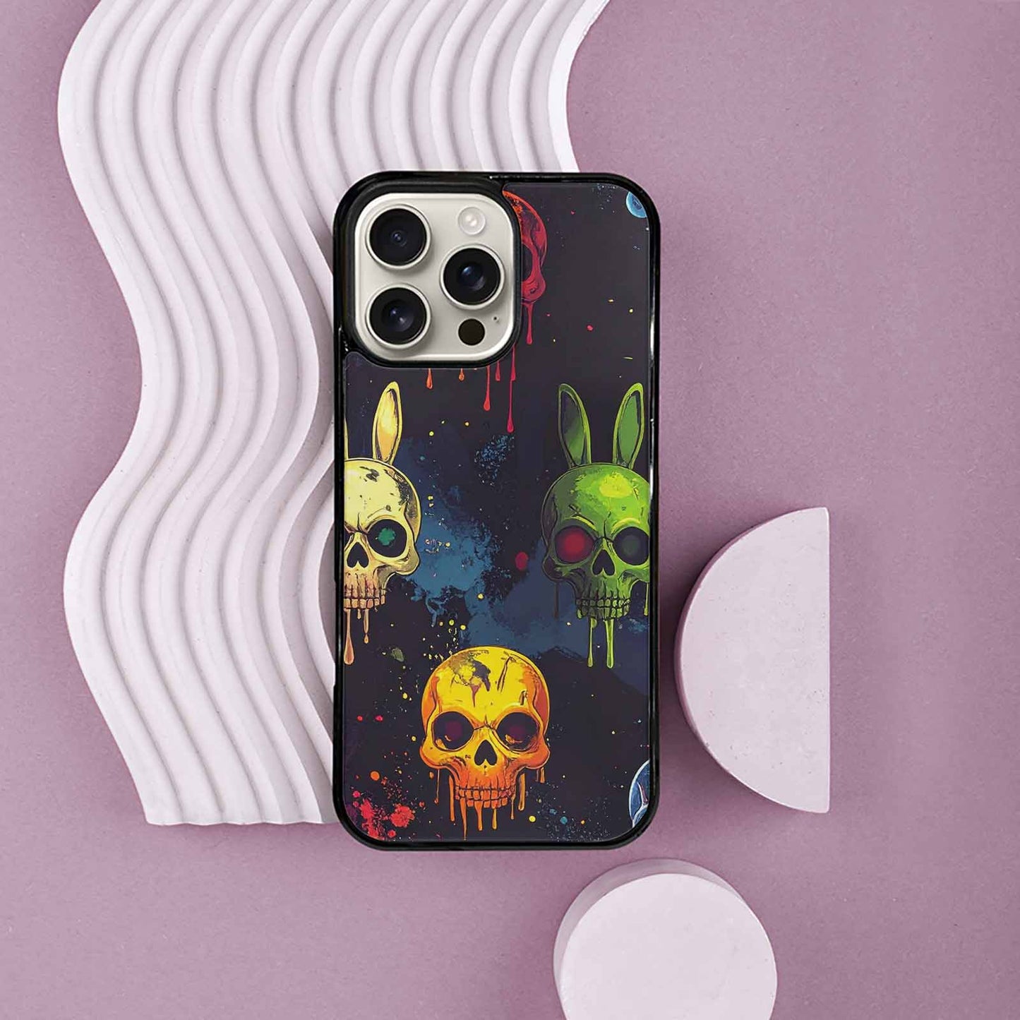 iPhone 16 Pro Max Case — Radioactive Ghost Bunny Skull Sm Qdr, Custom Art Phone Cover