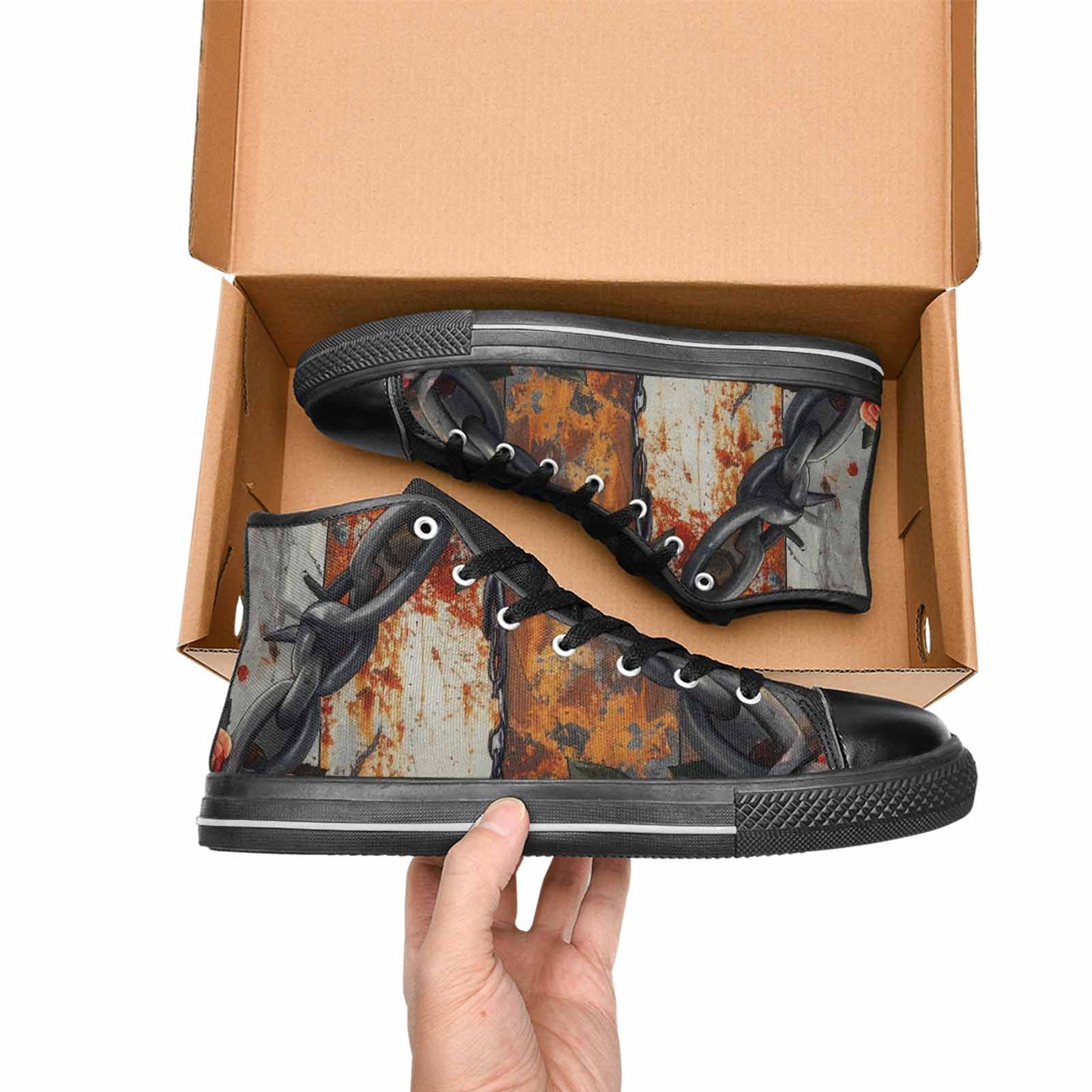 WOMEN'S Barbed Wire Chain High Top Canvas Neon Fantasy Shoes