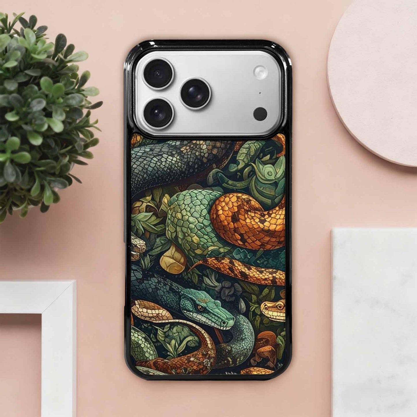 iPhone 17 Pro Max Case — Small Snake Skin Reptile Original Art, Custom Print Case Cover