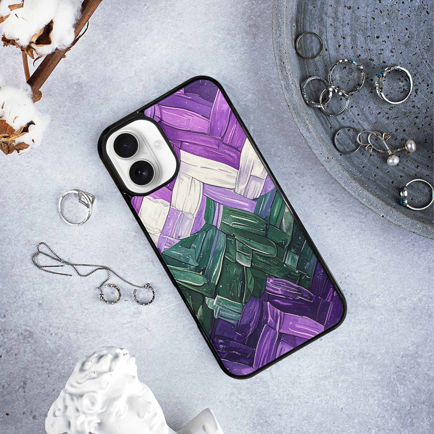 iPhone 16 Plus Case — Genderqueer Flag Color Theme Small Rainbow, Original Design Phone Case