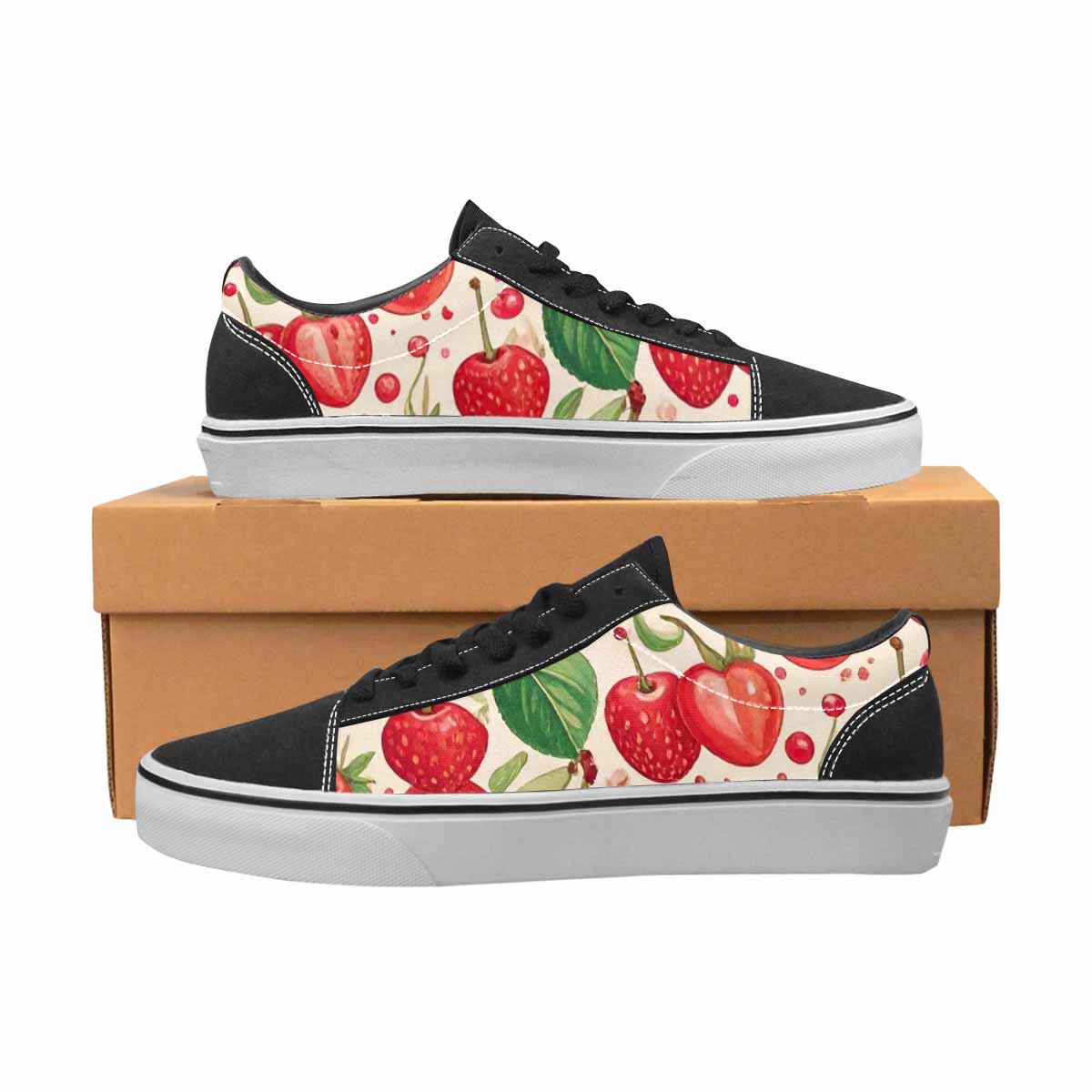 MEN'S Cherry Fruit Print Canvas Lace-Up Grunge Sneakers