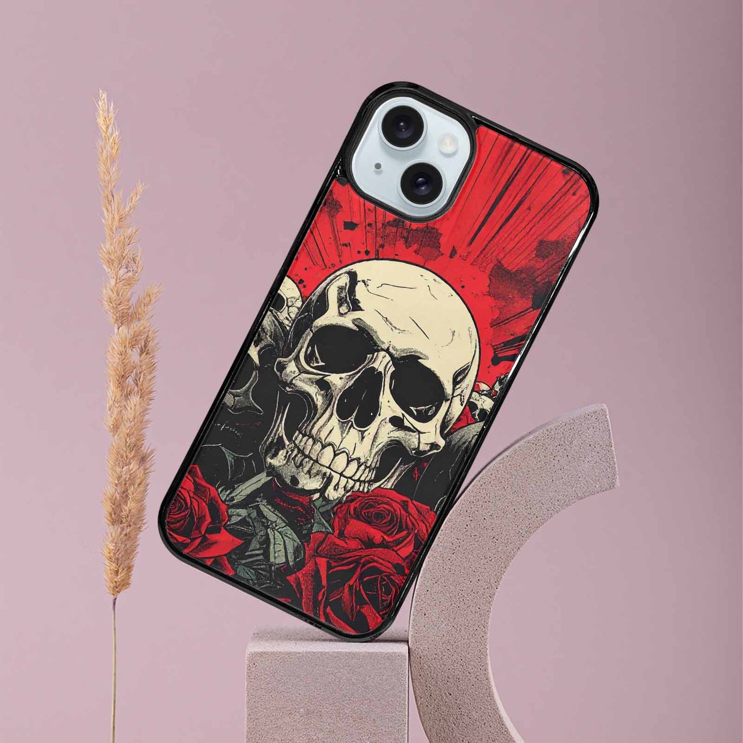 iPhone 15 Plus Case — Skull Dark Art Gothic Print, Customized Protective Case