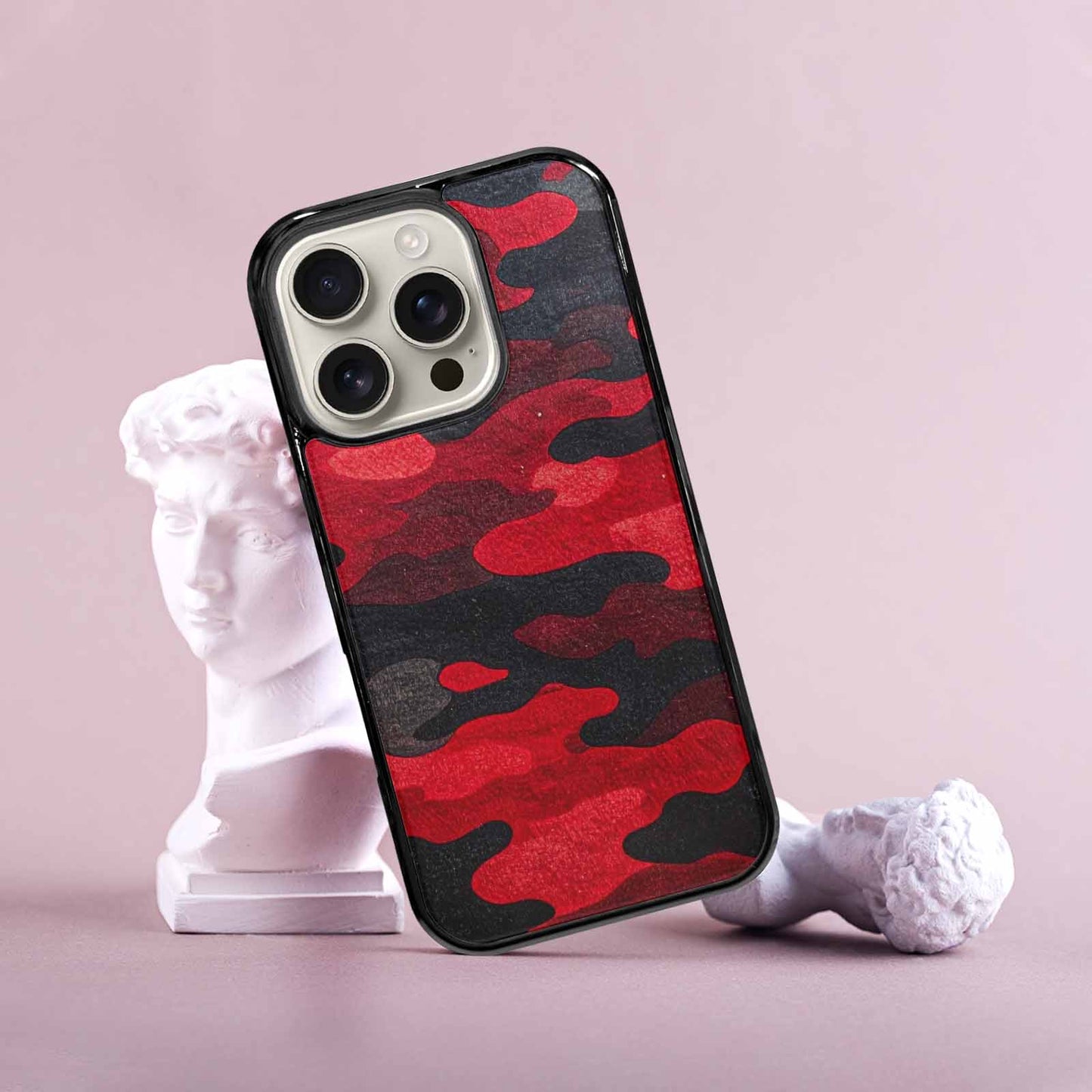 iPhone 16 Pro Case — Tactical Camo Red Black Custom, Custom Printed Phone Case