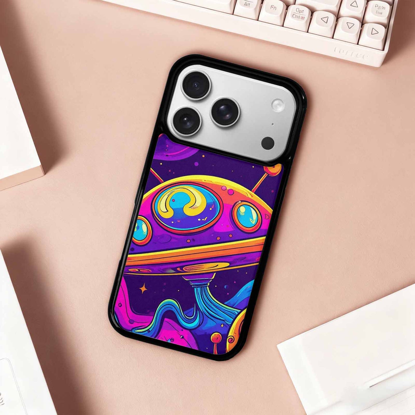 iPhone 17 Pro Case — Alien Ufo Cartoon Art Pattern Alien, Custom Printed Phone Case