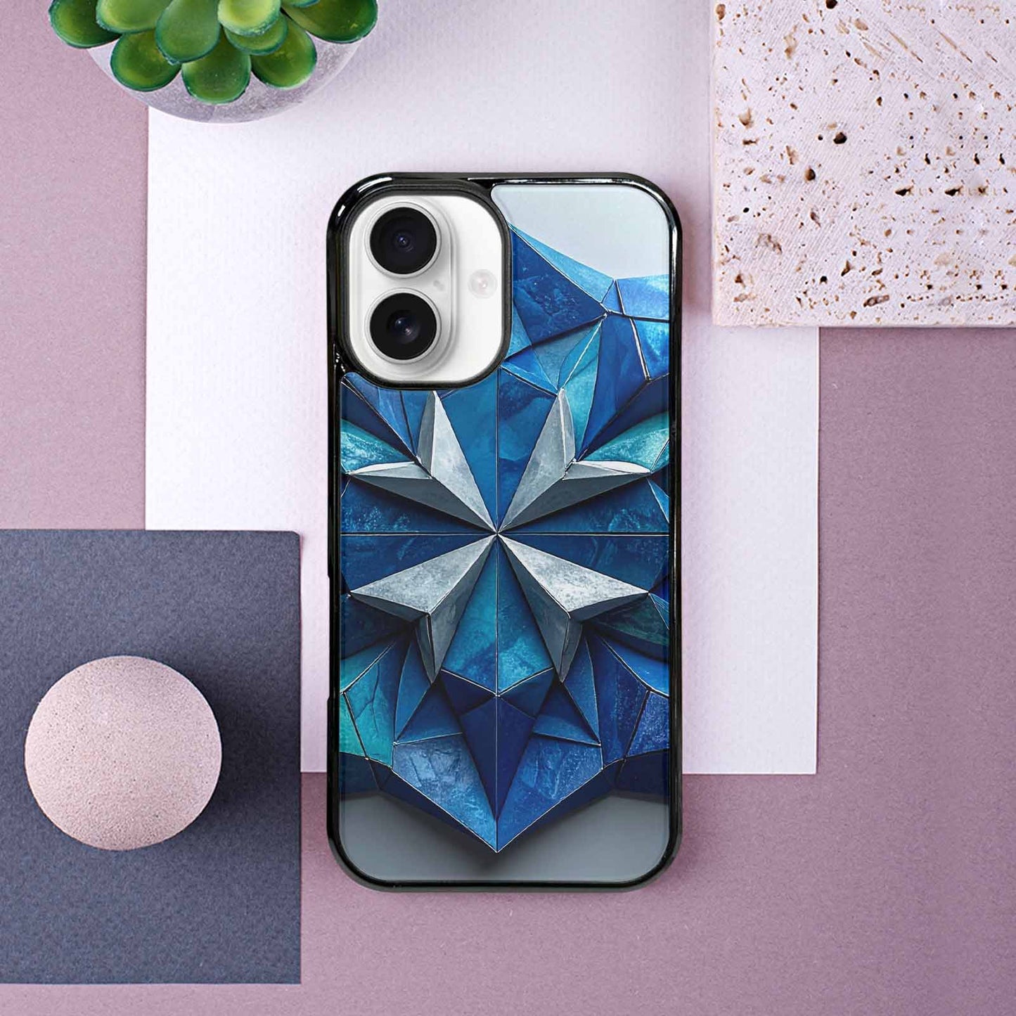 iPhone 16 Case — Geometric Origami Art Pattern Personalized Phone, Custom Printed Phone Case