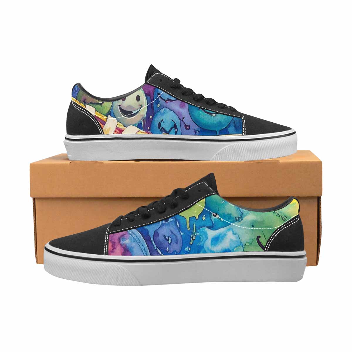 WOMEN'S Smiley Facessmiley Faces Lace-Up Canvas Dreamcore Custom Shoes