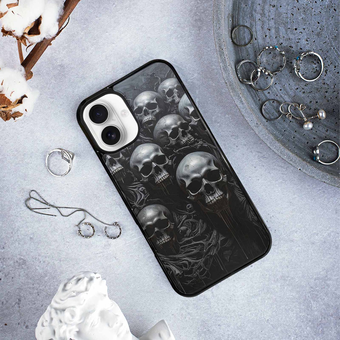 iPhone 16 Plus Case — Grey Dark Black And Grey Tones, Custom Designed Case Cover