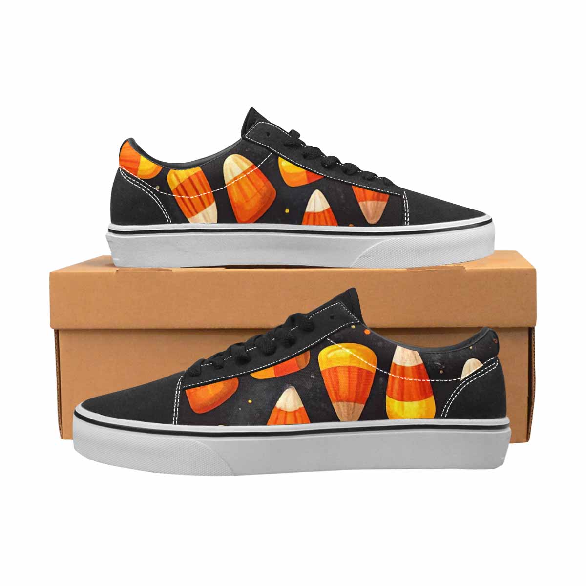 MEN'S Halloween Candy Corn Canvas Lace-Up Neon Fantasy Custom Shoes