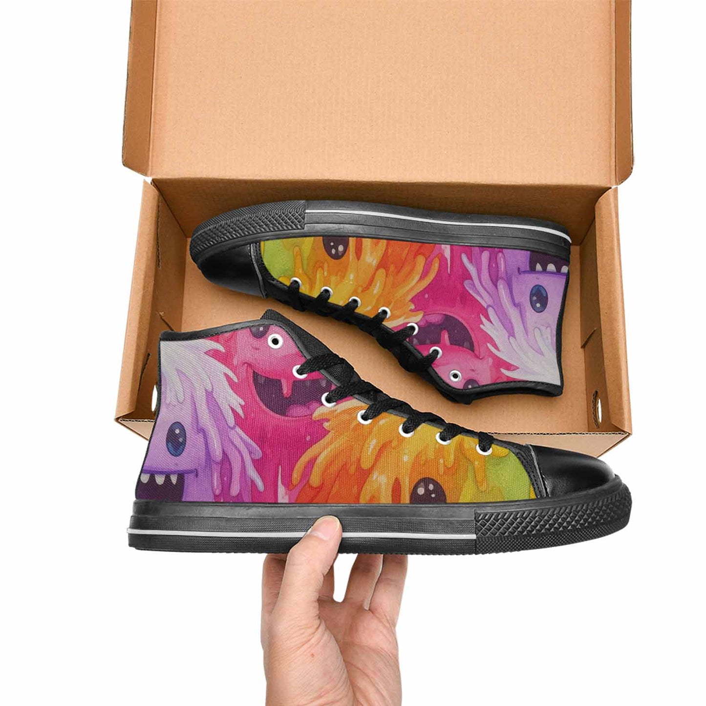 MEN'S Rainbow Sherbet Monster High Top Canvas Dreamcore Shoes