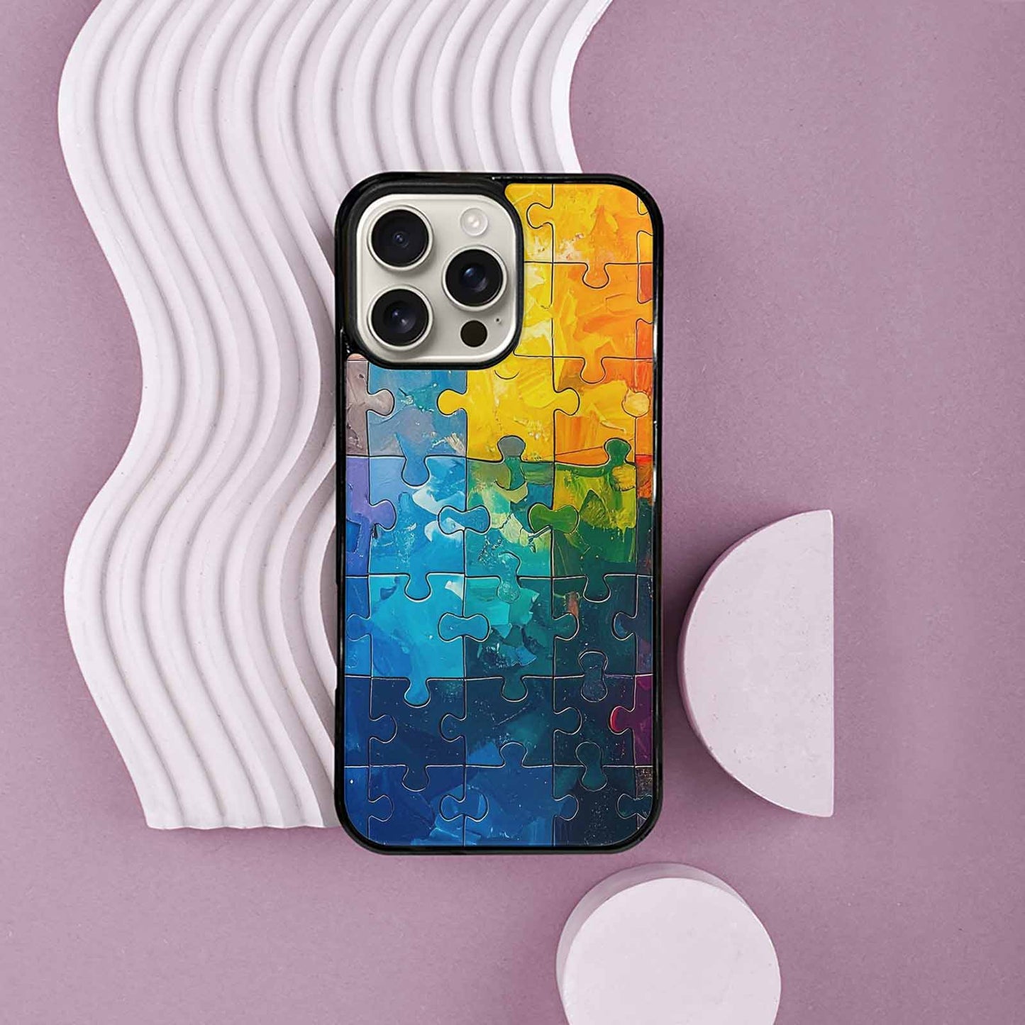 iPhone 16 Pro Max Case — Autism Puzzle Pieces Puzzle Piece Pattern, Custom Print Case Cover