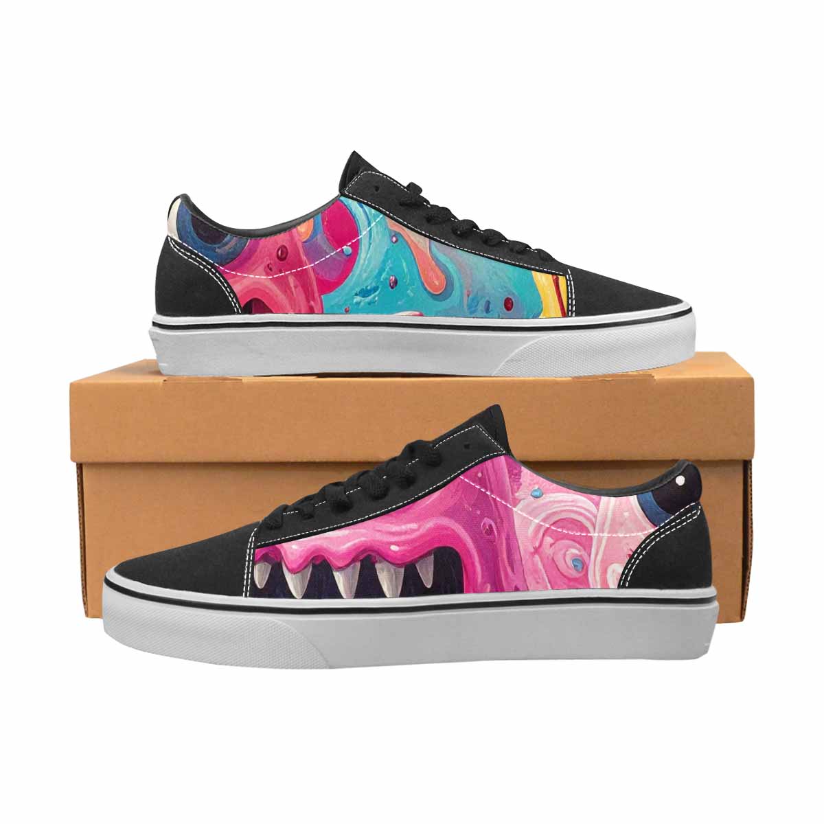 WOMEN'S Melting Icecream Monster Cherry Canvas Lace-Up Dreamcore Custom Shoes