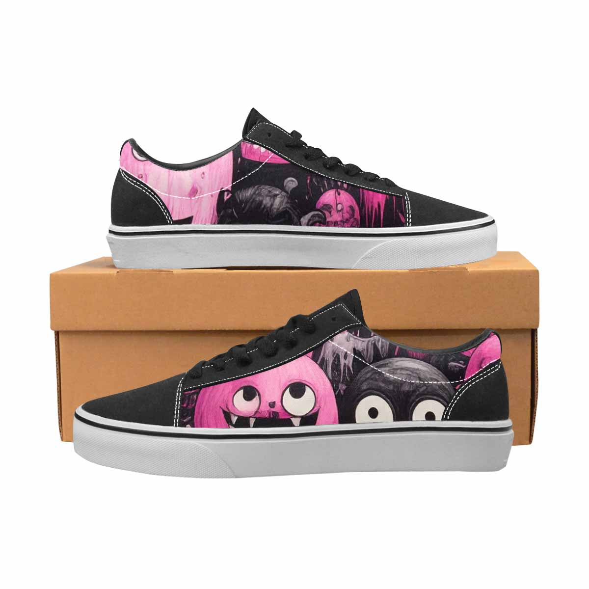 WOMEN'S Monsters (general) Lace-Up Canvas Wallpaper Art Custom Sneakers