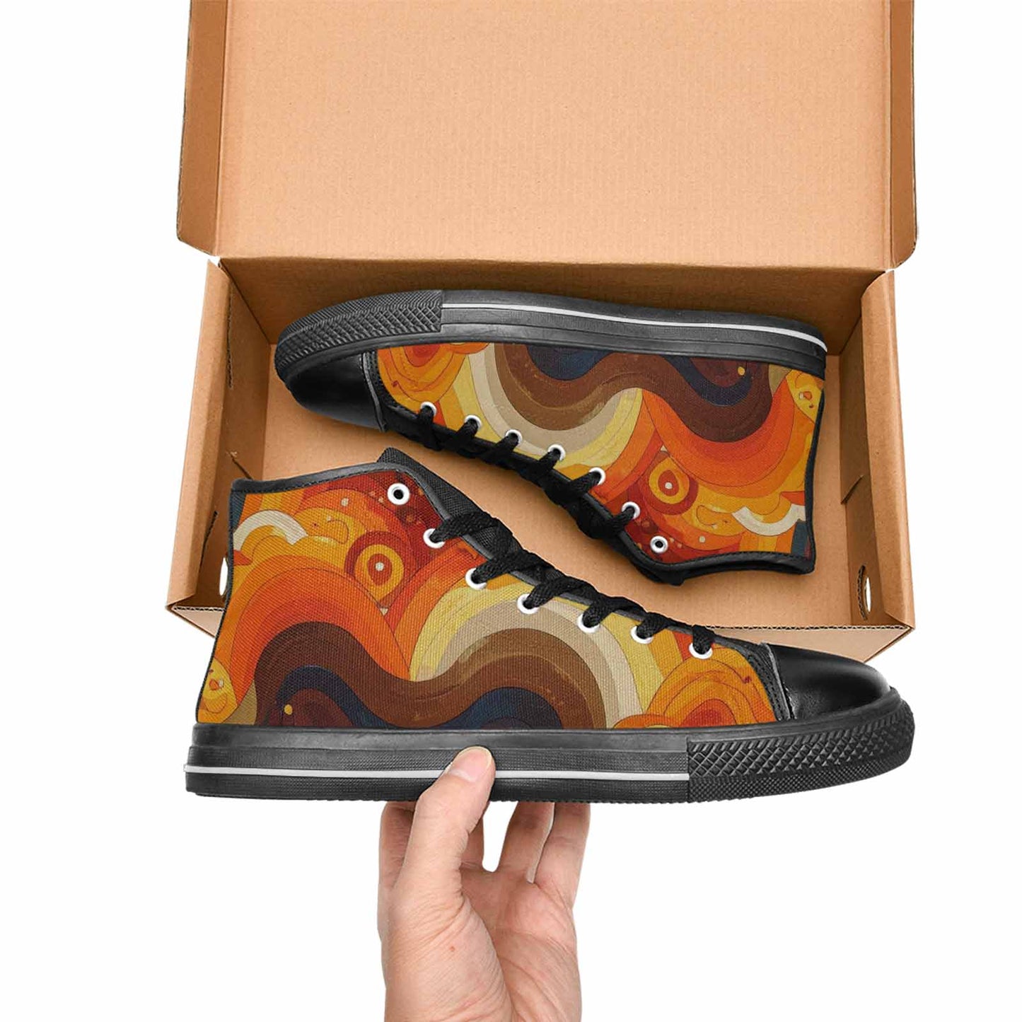 WOMEN'S Groovy 70S Peace High Top Canvas Dark Academia Sneakers