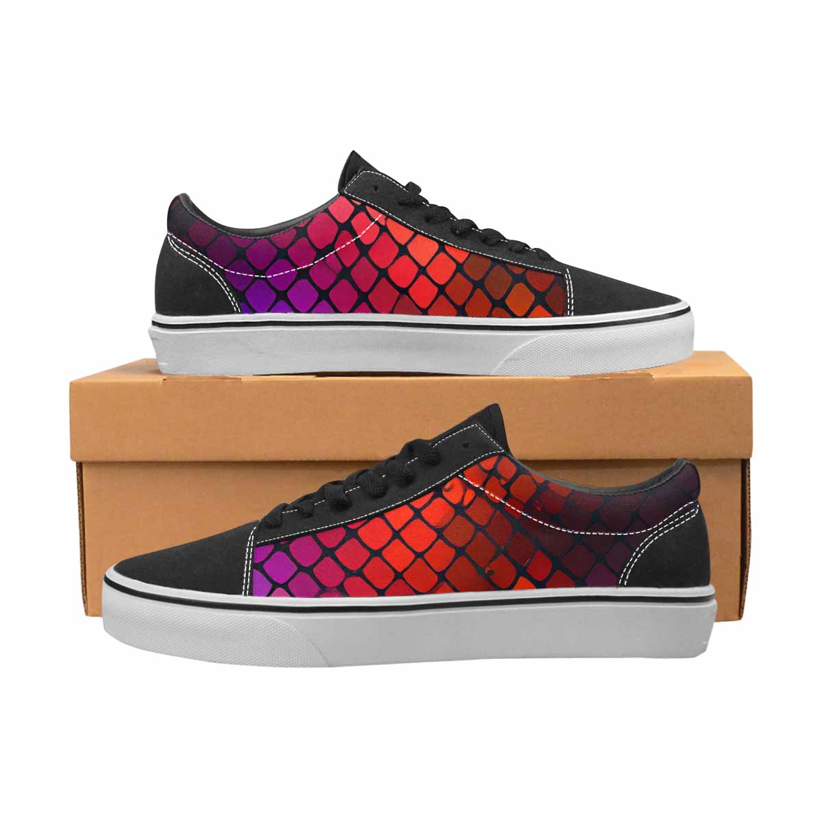 WOMEN'S Dark Snake Print Canvas Lace-Up Dreamcore Custom Shoes