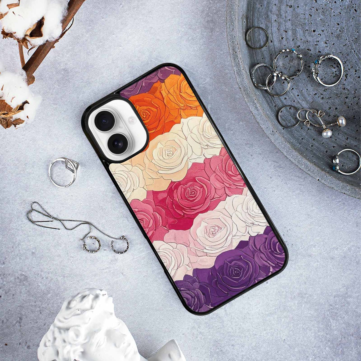 iPhone 16 Plus Case — Lesbian Flag Color Theme Small Rainbow, Custom Print Case Cover