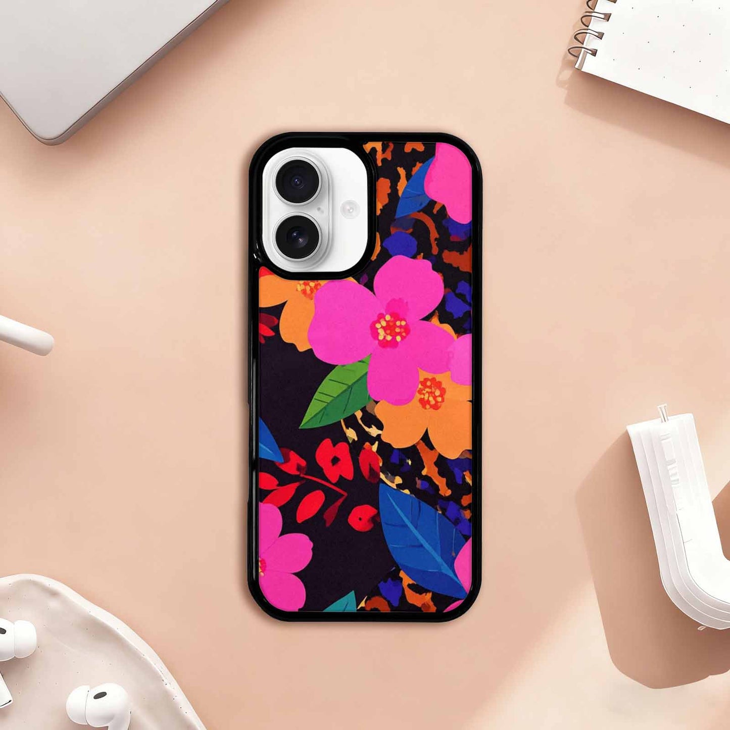 iPhone 17 Case — Leopard Print Floral Seamless Animal Print, Custom Art Phone Cover