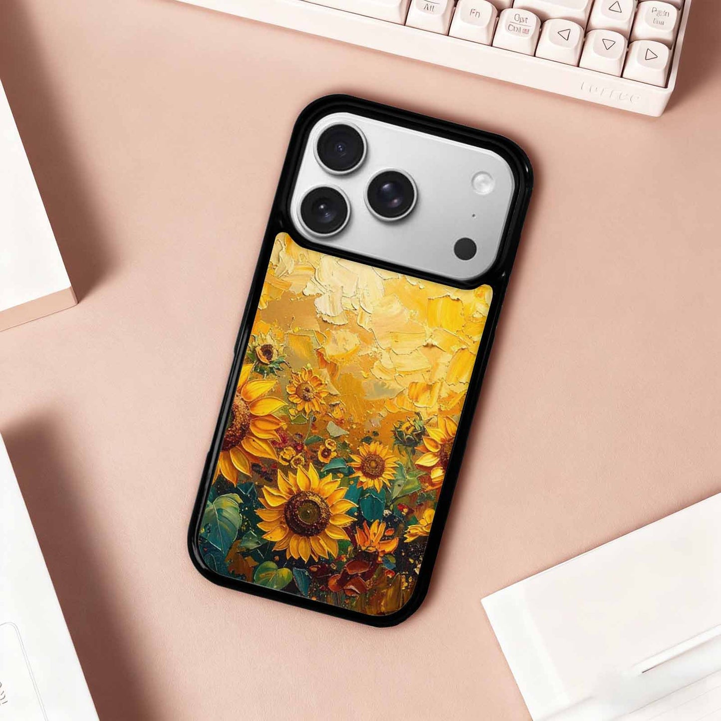 iPhone 17 Pro Case — Impressionist Sunflower Brushstroke Pattern Hundreds Floral, Unique Phone Case Design
