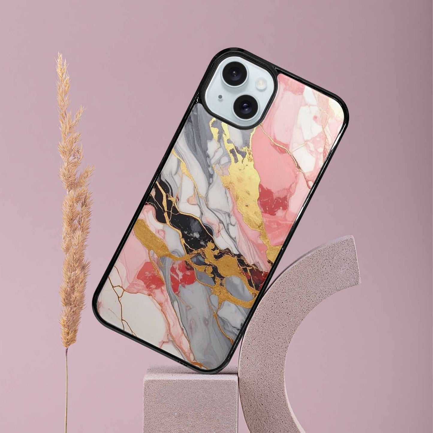 iPhone 15 Plus Case — Marble Vein Marble Veins Pattern Hundreds, Customized Protective Case