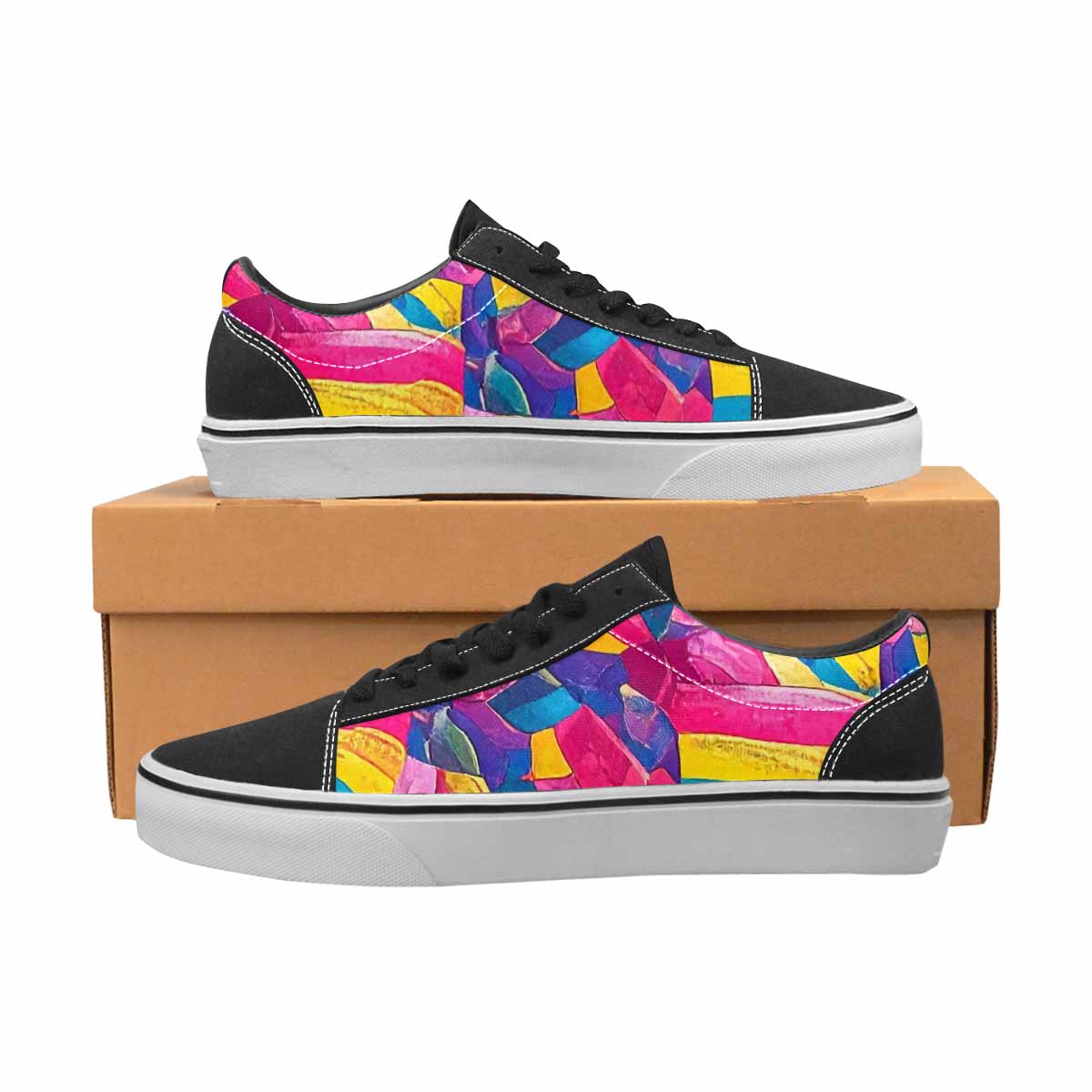 MEN'S Pansexual Flag Color Canvas Lace-Up Cottagecore Custom Shoes