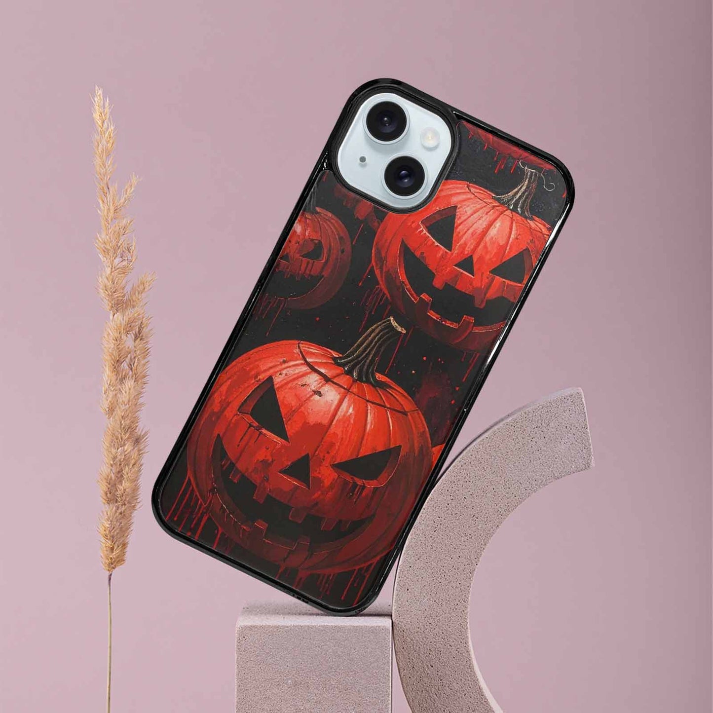 iPhone 15 Plus Case — Bloody Pumpkin Face Custom, Custom Phone Case