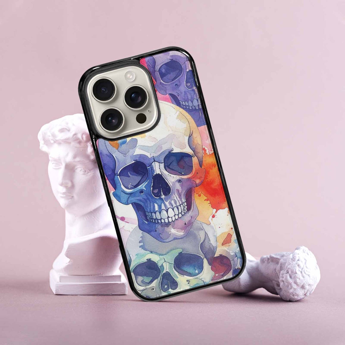 iPhone 16 Pro Case — Kulls Watercolor Skulls Small Skull Pattern, Custom Made Phone Cover