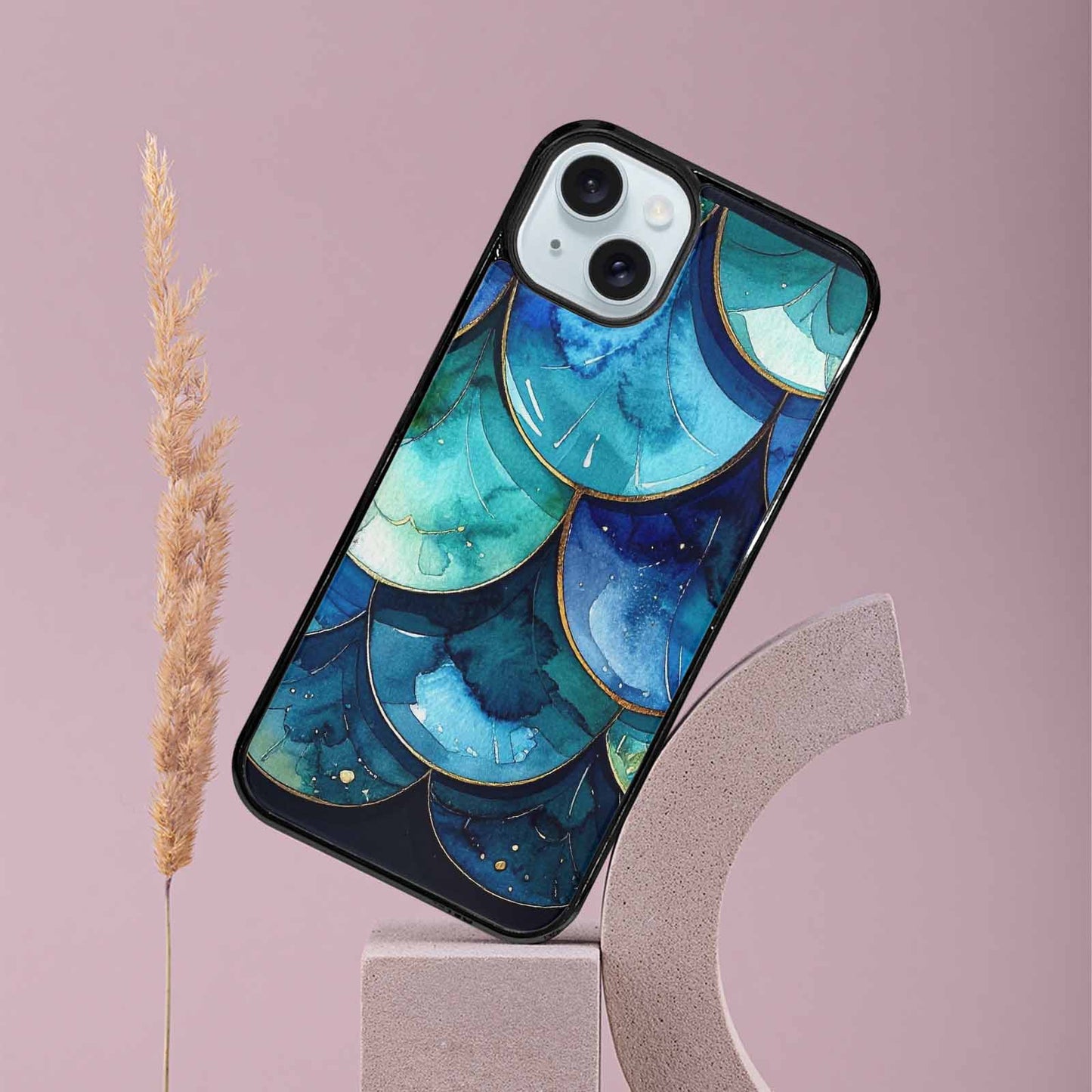 iPhone 15 Plus Case — Mermaid Scale Art Pattern, Customized Protective Case