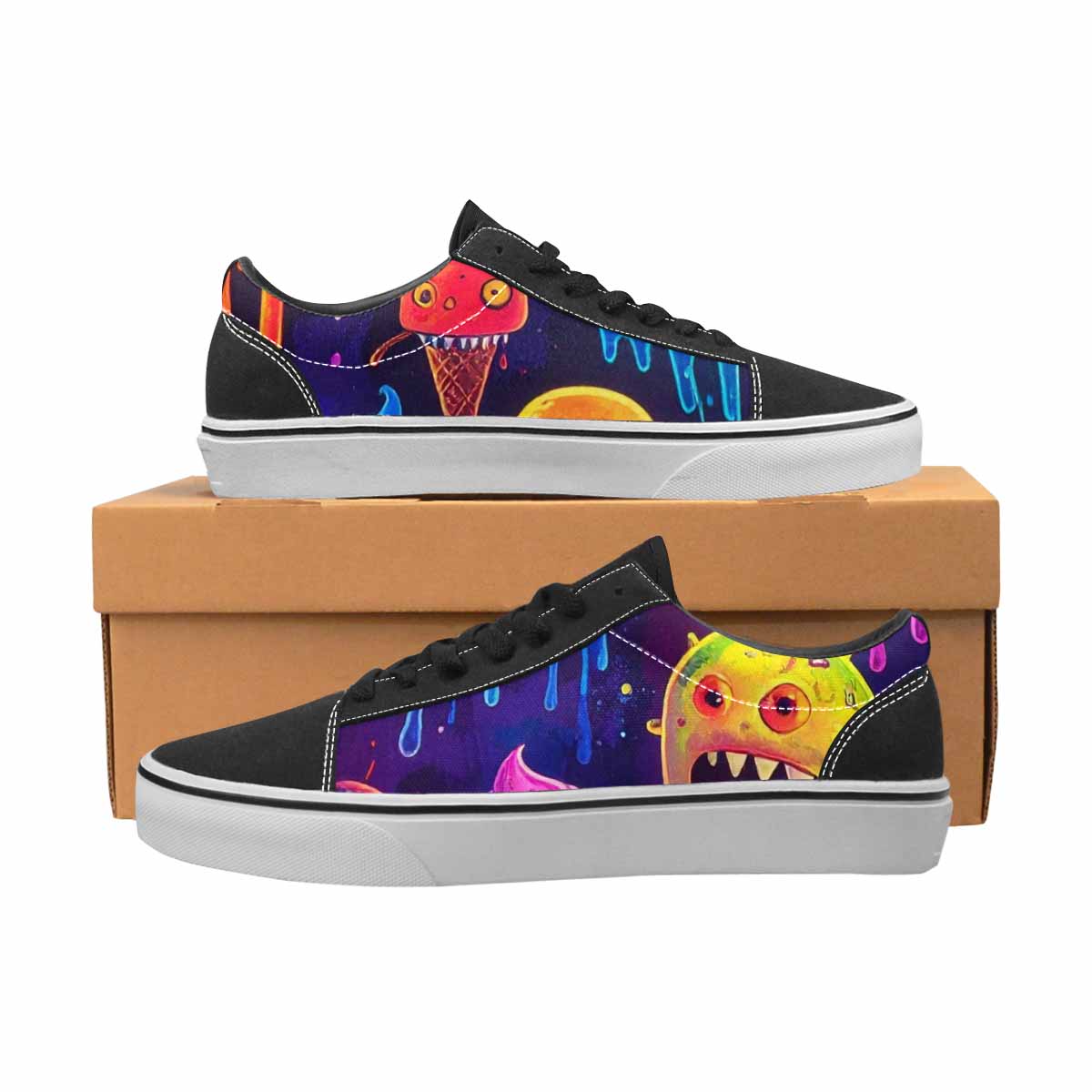 WOMEN'S Ice Cream Monsters Lace-Up Canvas Vivid Custom Sneakers