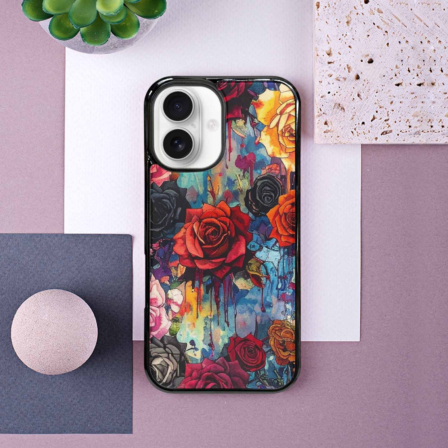 iPhone 16 Case — Gothic Rose Gothic Roses Pattern Hundreds, Personalized Phone Case