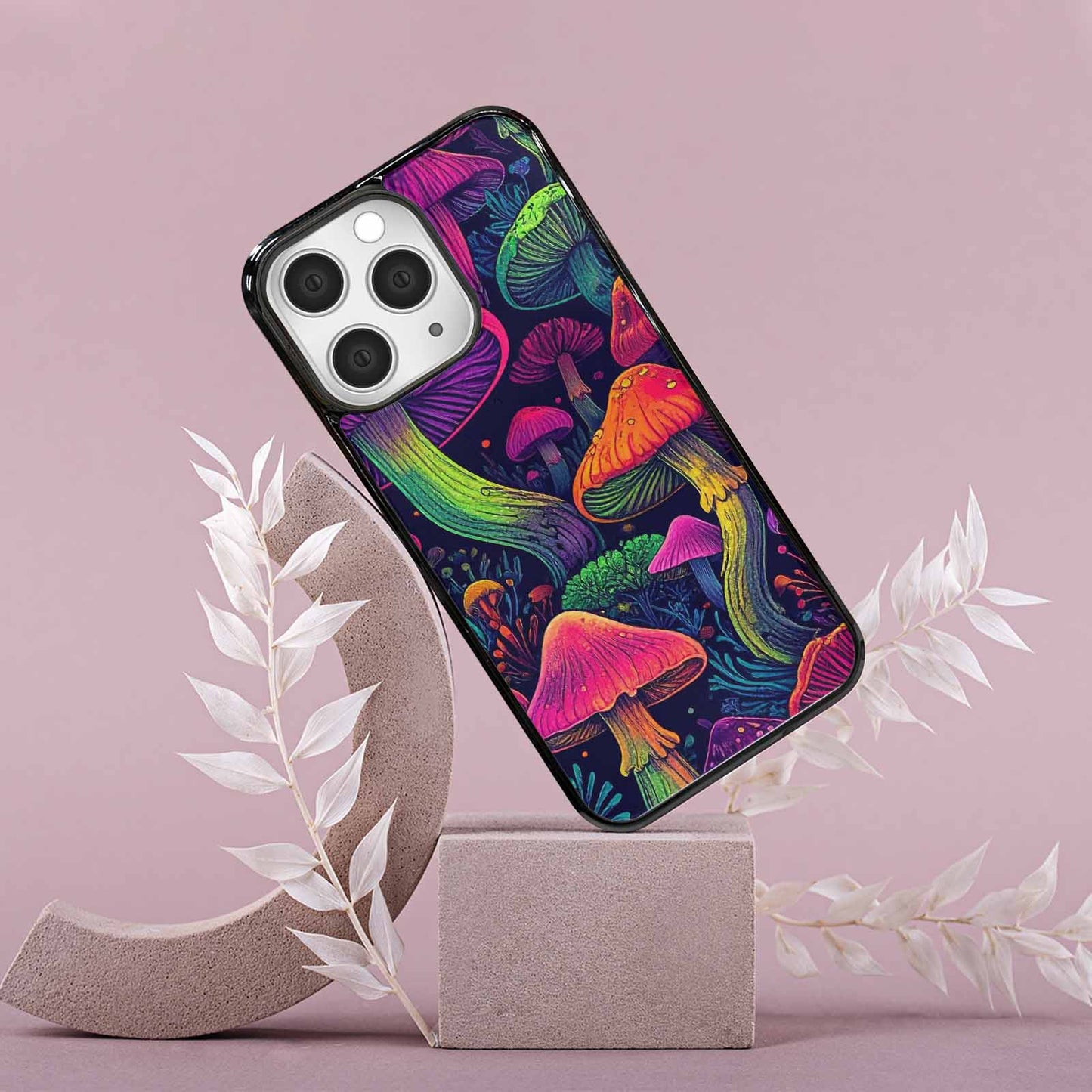 iPhone 15 Pro Max Case — Mushroom Psychedelic Art Seamless Pattern Vibrant, Custom Printed Phone Case
