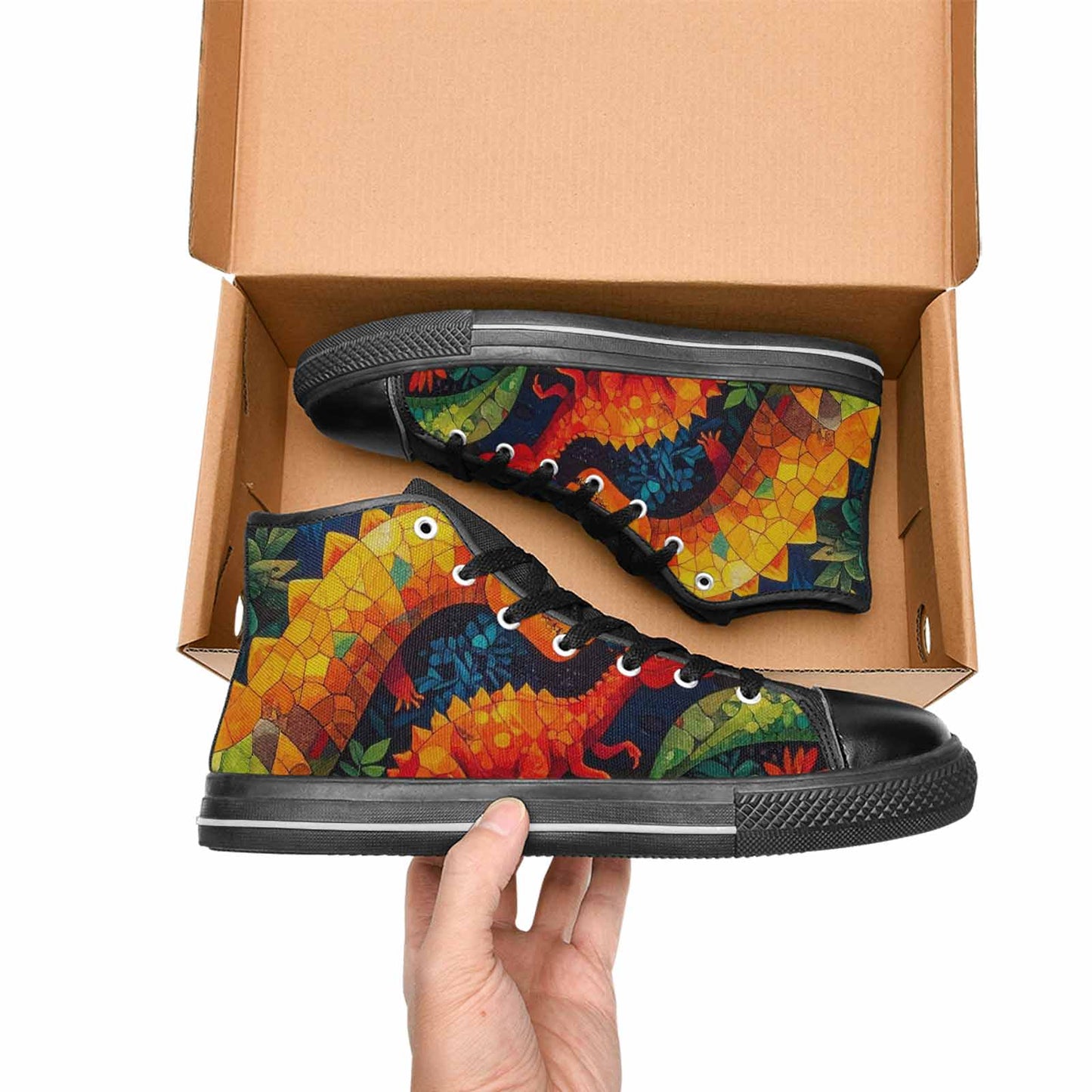 WOMEN'S Dinosaur Silhouette High Top Canvas Y2K Custom Sneakers
